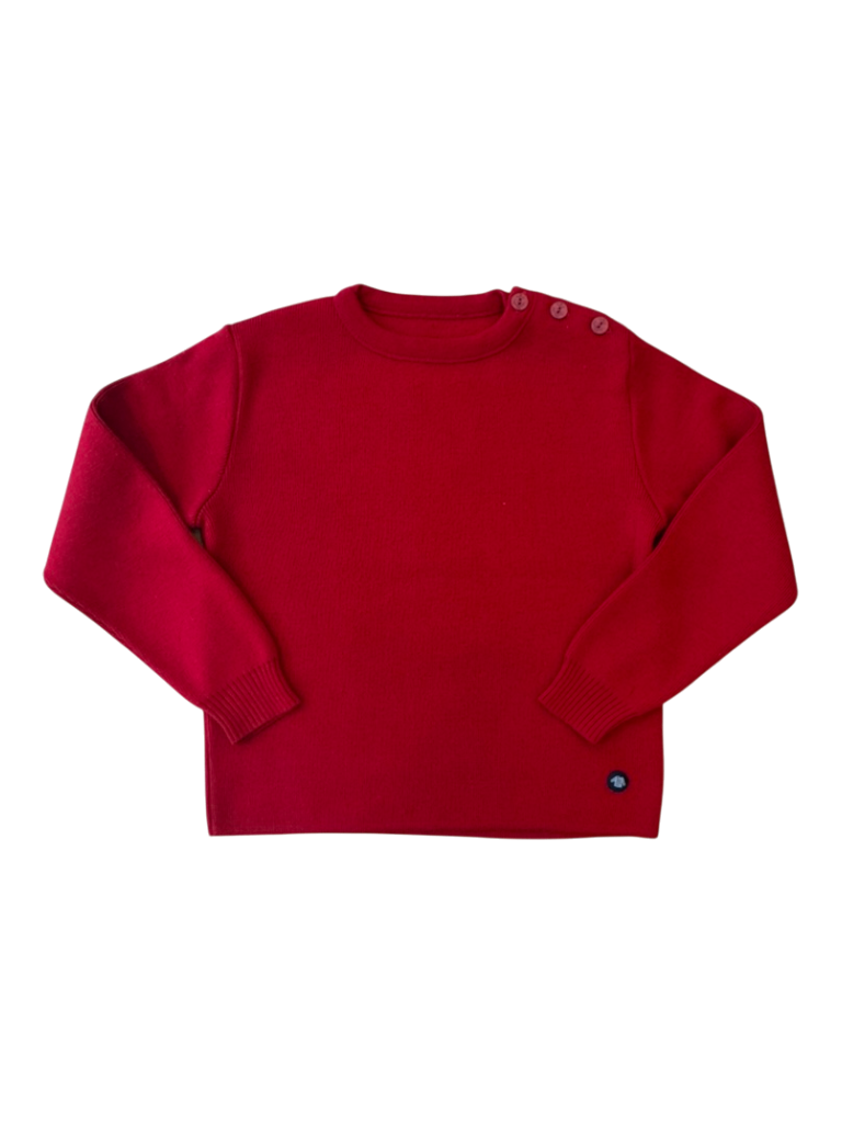 Pullover Rundhals 100% Wolle Rot Gr.10 | Armor Lux