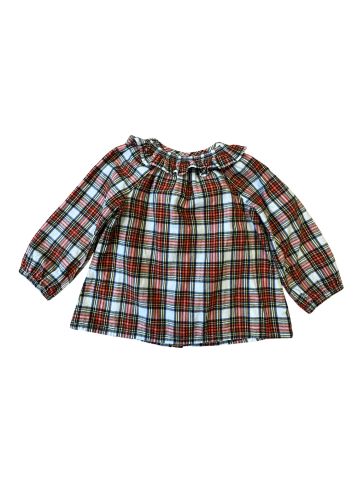 Bluse Mädchen Rüschenkragen rot kariert Gr.116 | Crewcuts