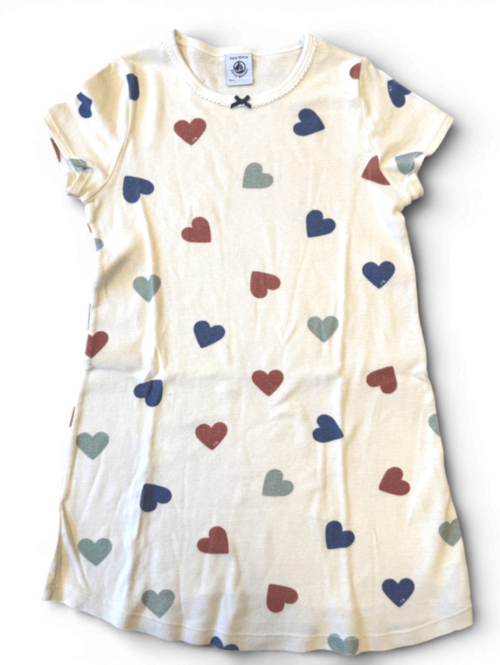 Nachthemd Creme mit Herzprint Gr.104 | Petit Bateaux