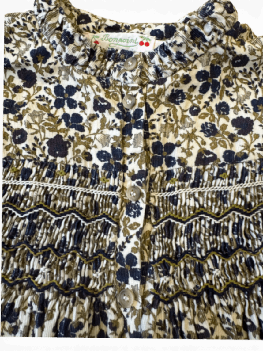 Cord-Kleid mit Blumen-Print Gr.98/104 | Bonpoint