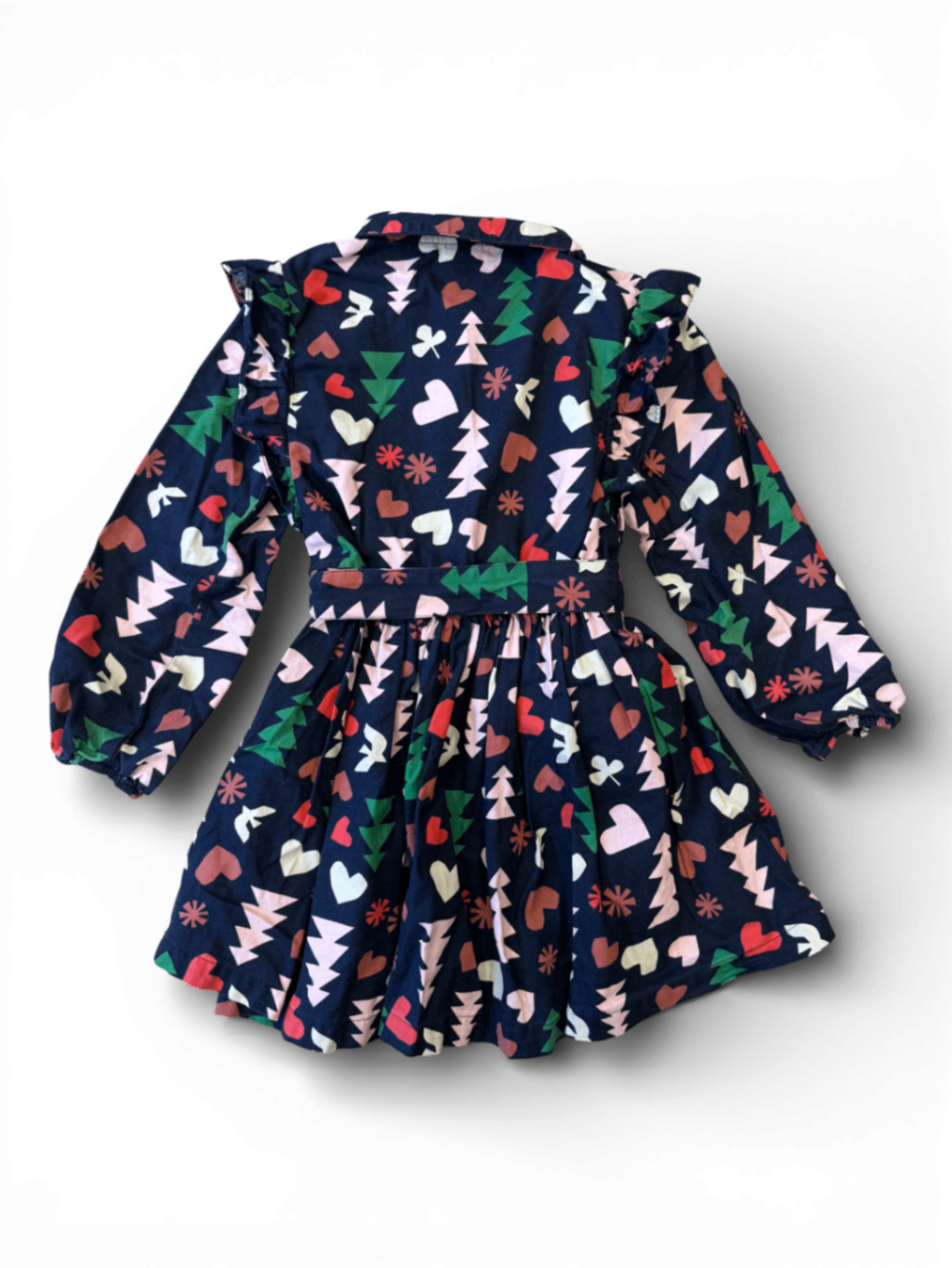 Kleid Dunkelblau mit weihnachtlichem Muster Gr.104/110 | Petit Bateau