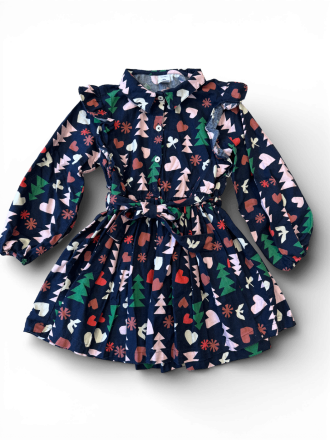 Kleid Dunkelblau mit weihnachtlichem Muster Gr.104/110 | Petit Bateau