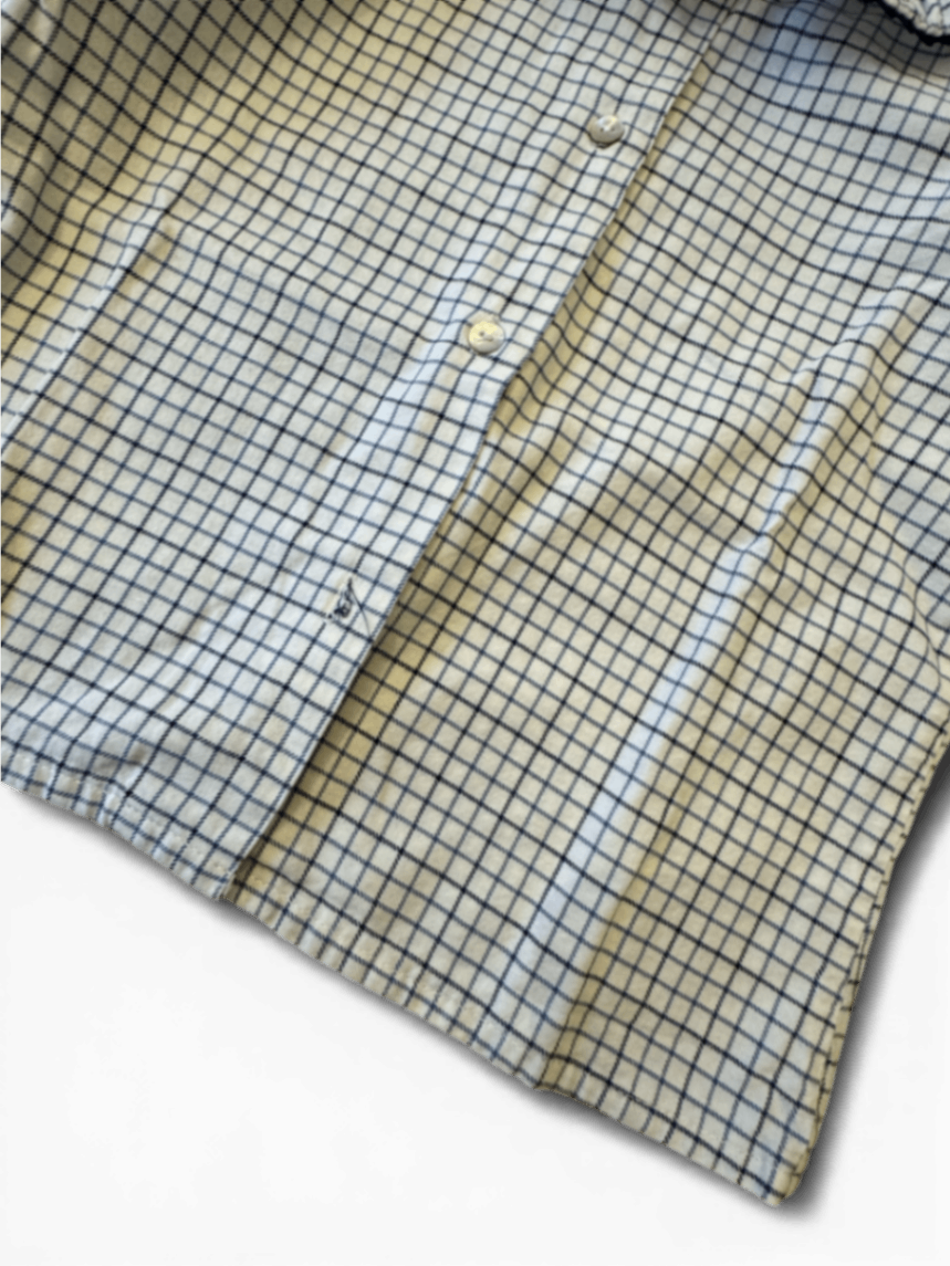 Bluse creme-blau kariert Gr.104/110 | La Coqueta