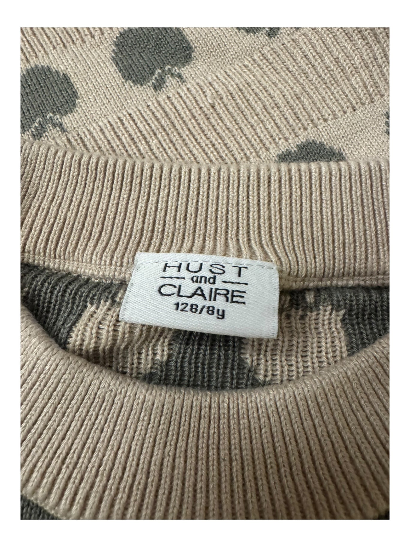 Pullover mit Apfelmotiv Beige/Salbei Gr.128 | Hust and Claire