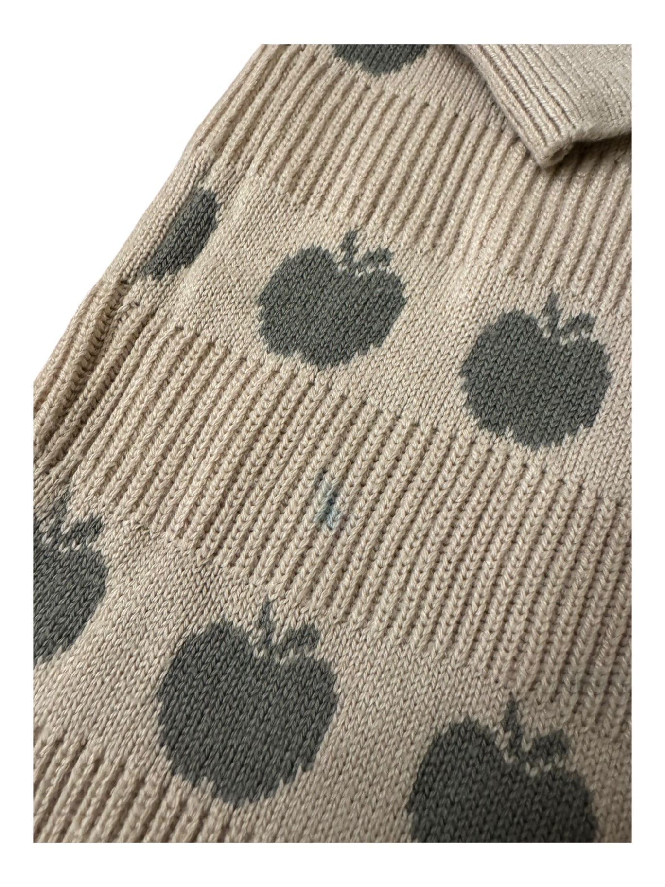 Pullover mit Apfelmotiv Beige/Salbei Gr.128 | Hust and Claire