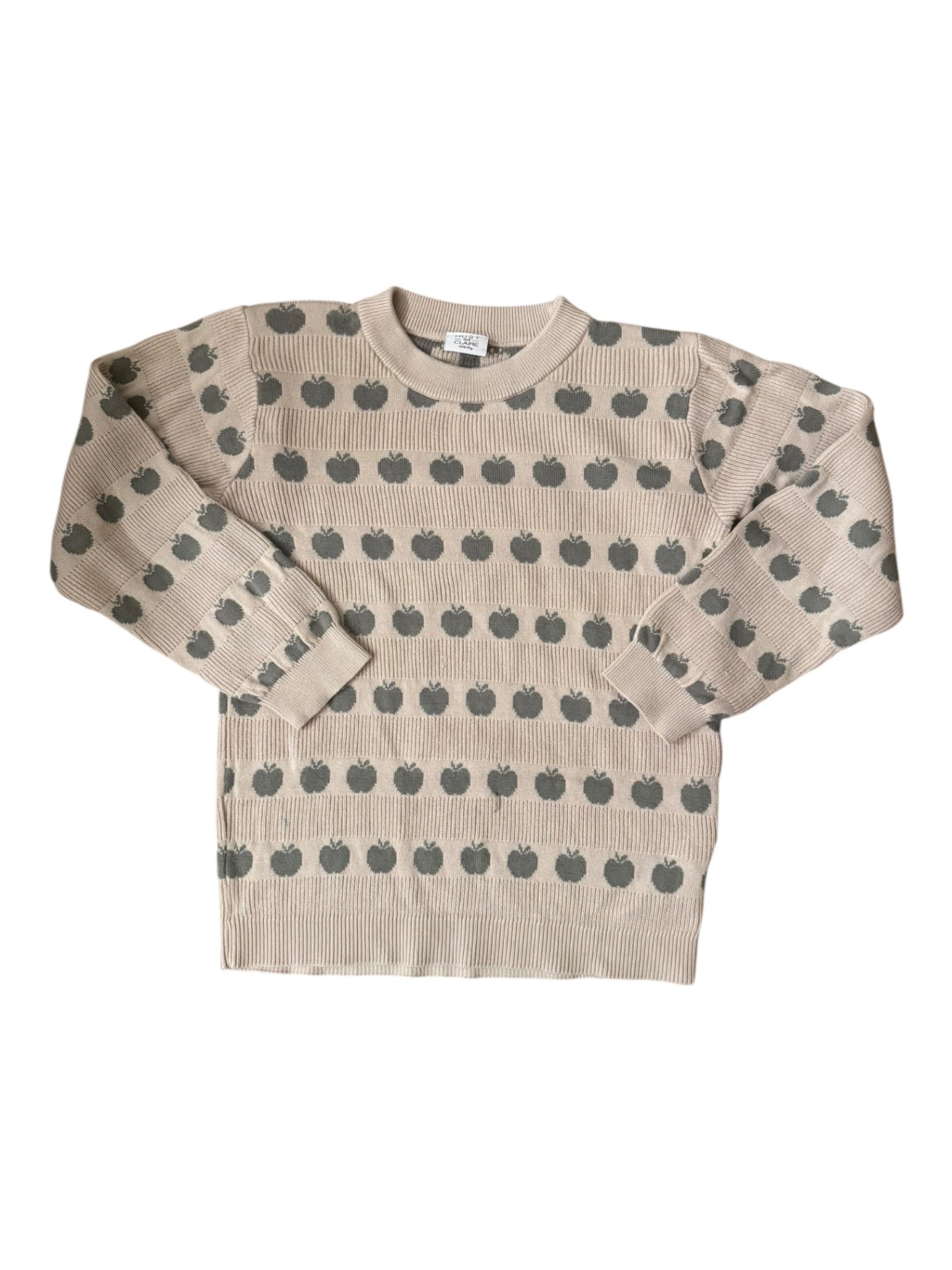 Pullover mit Apfelmotiv Beige/Salbei Gr.128 | Hust and Claire