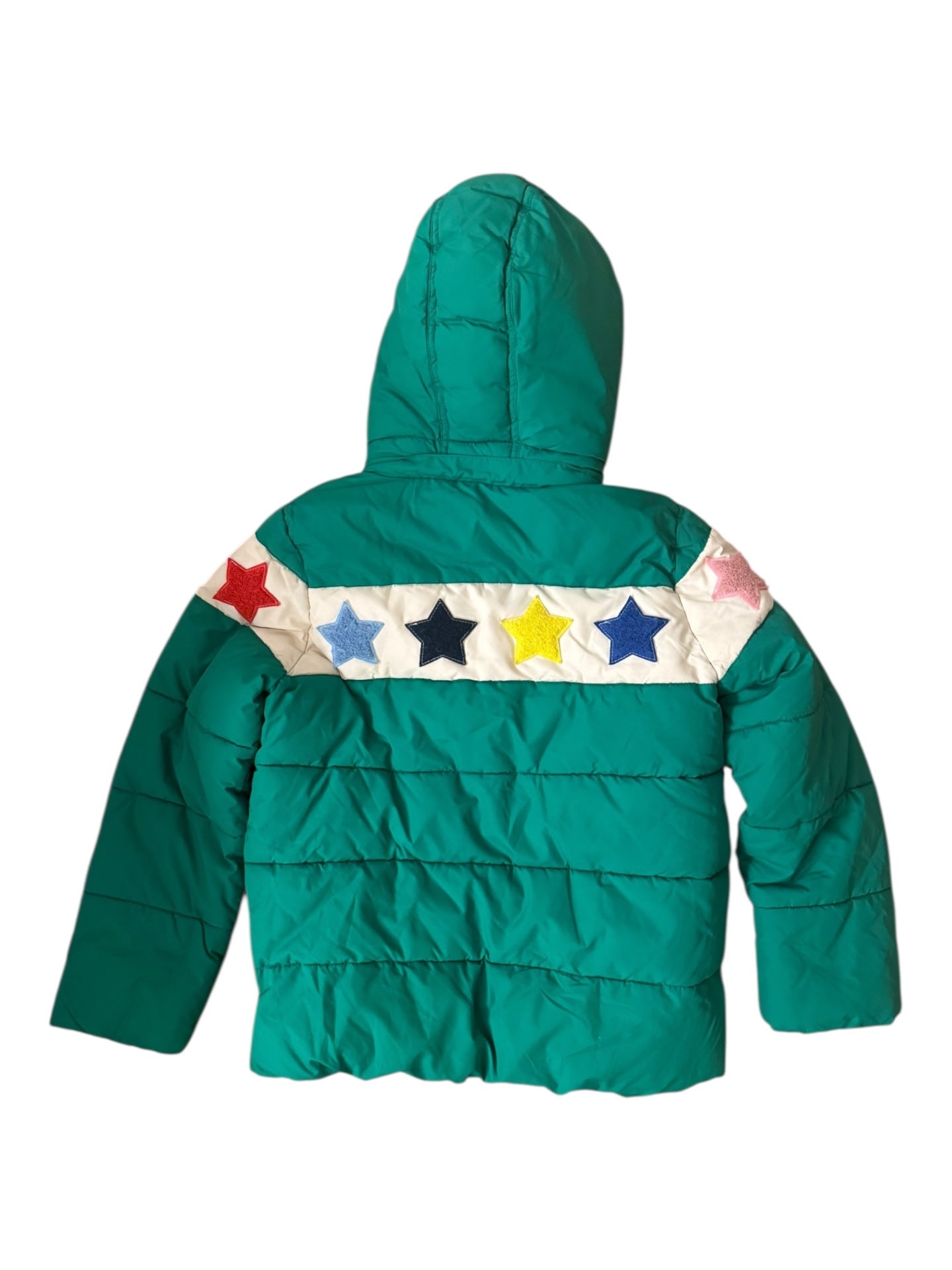 "Highland Green Stars" Jacke gefüttert Jungs Grün, bunte Sterne Gr.140 | Mini Boden