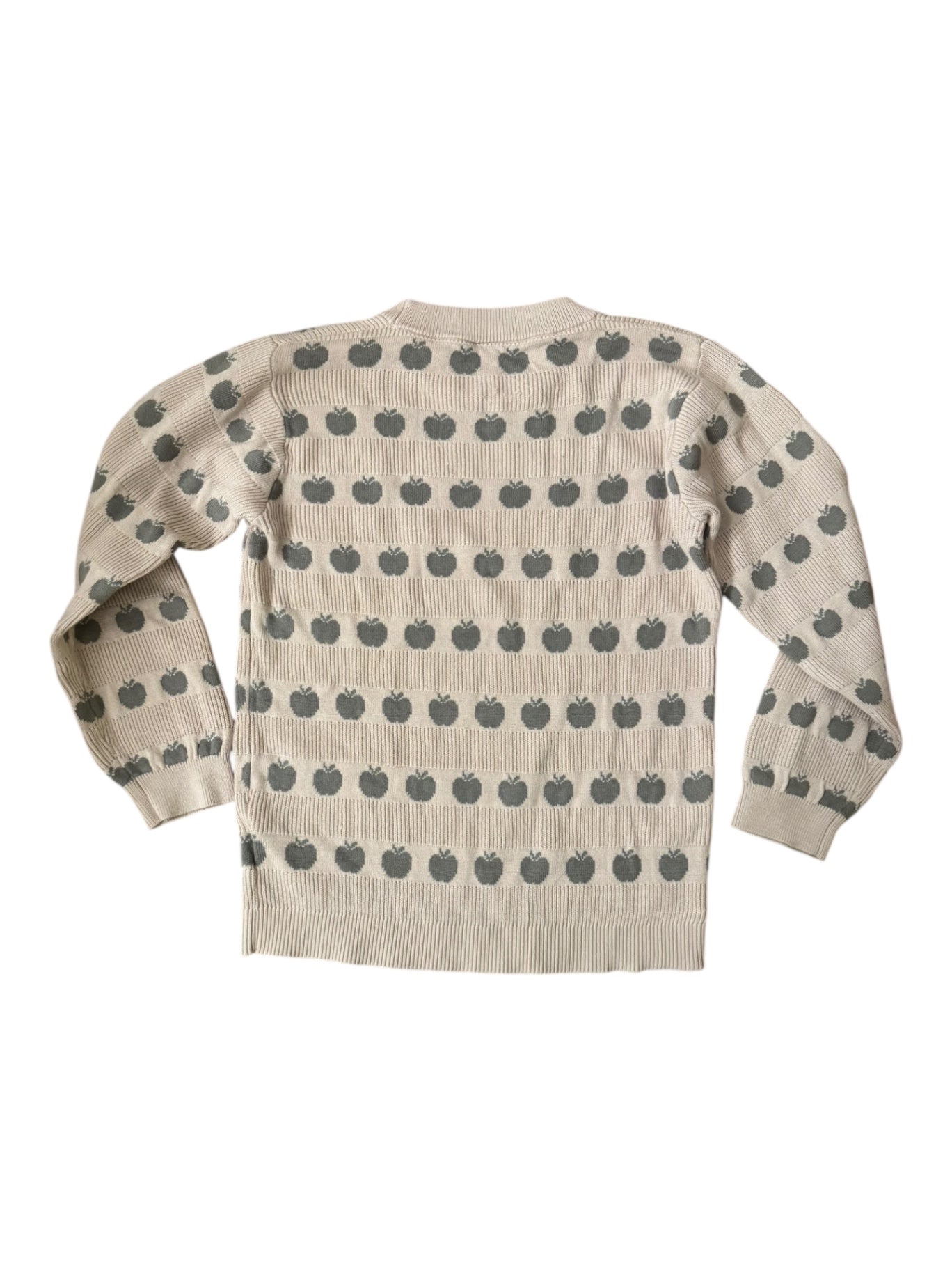 Pullover mit Apfelmotiv Beige/Salbei Gr.128 | Hust and Claire