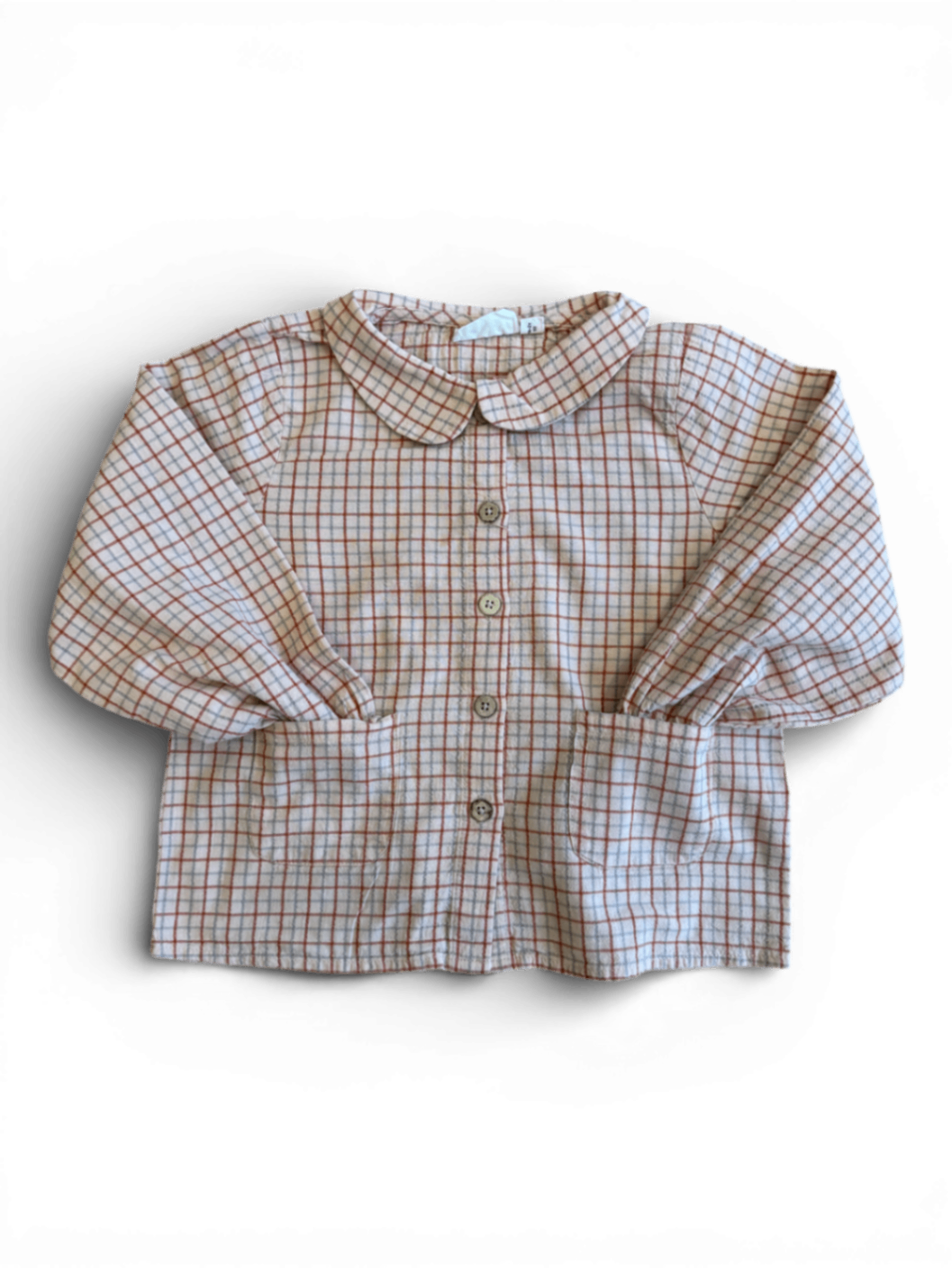 baby Oberteil Bluse Beige mit Karomuster Gr.92 | Lil' Atelier