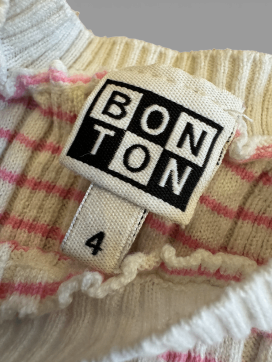 Longsleeve Weiß mit rosa Streifen Gr.98/104 | Bonton