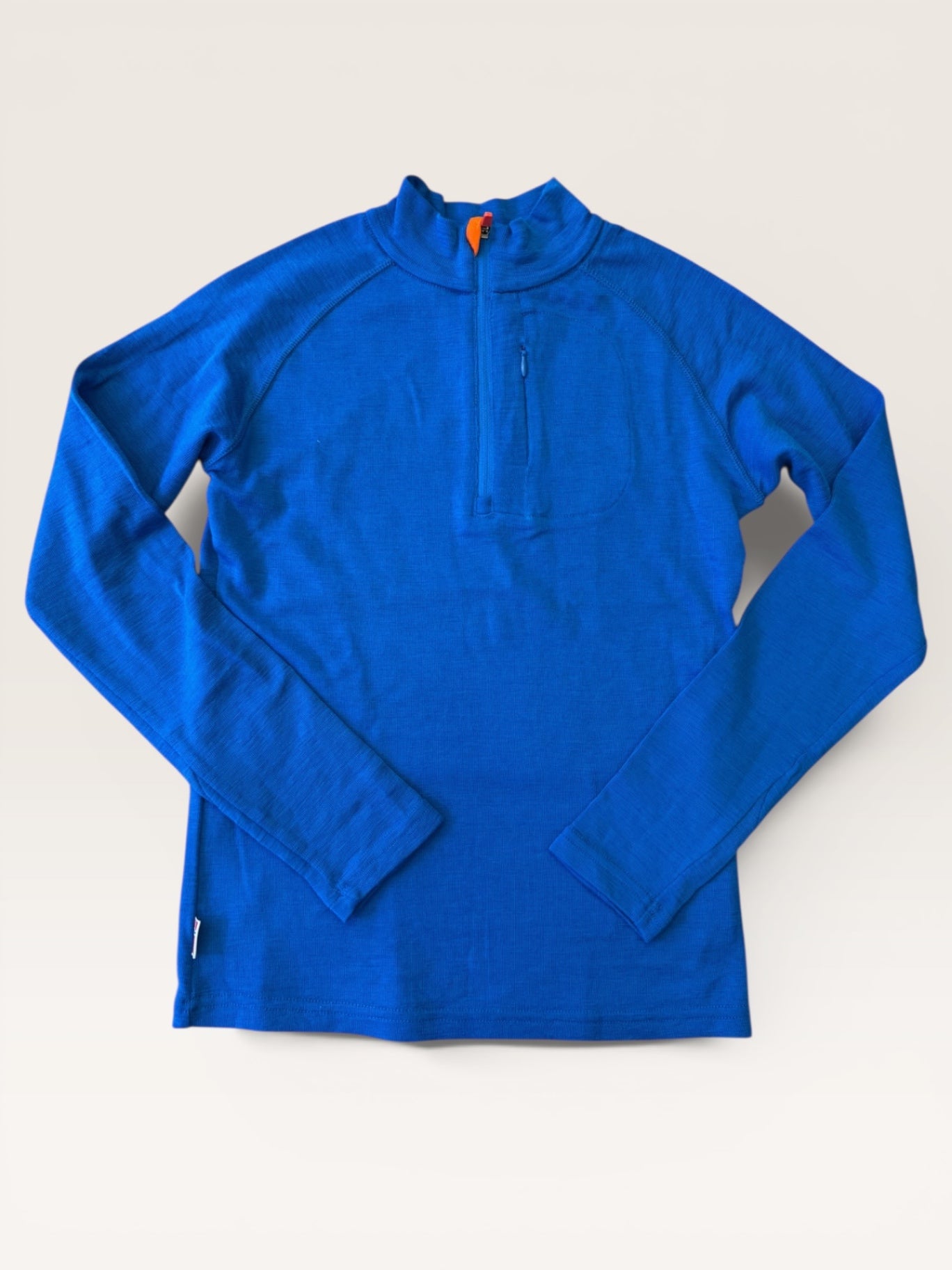 Ski-Shirt Blau Wolle-Tencel Gr.140 | Trollkids