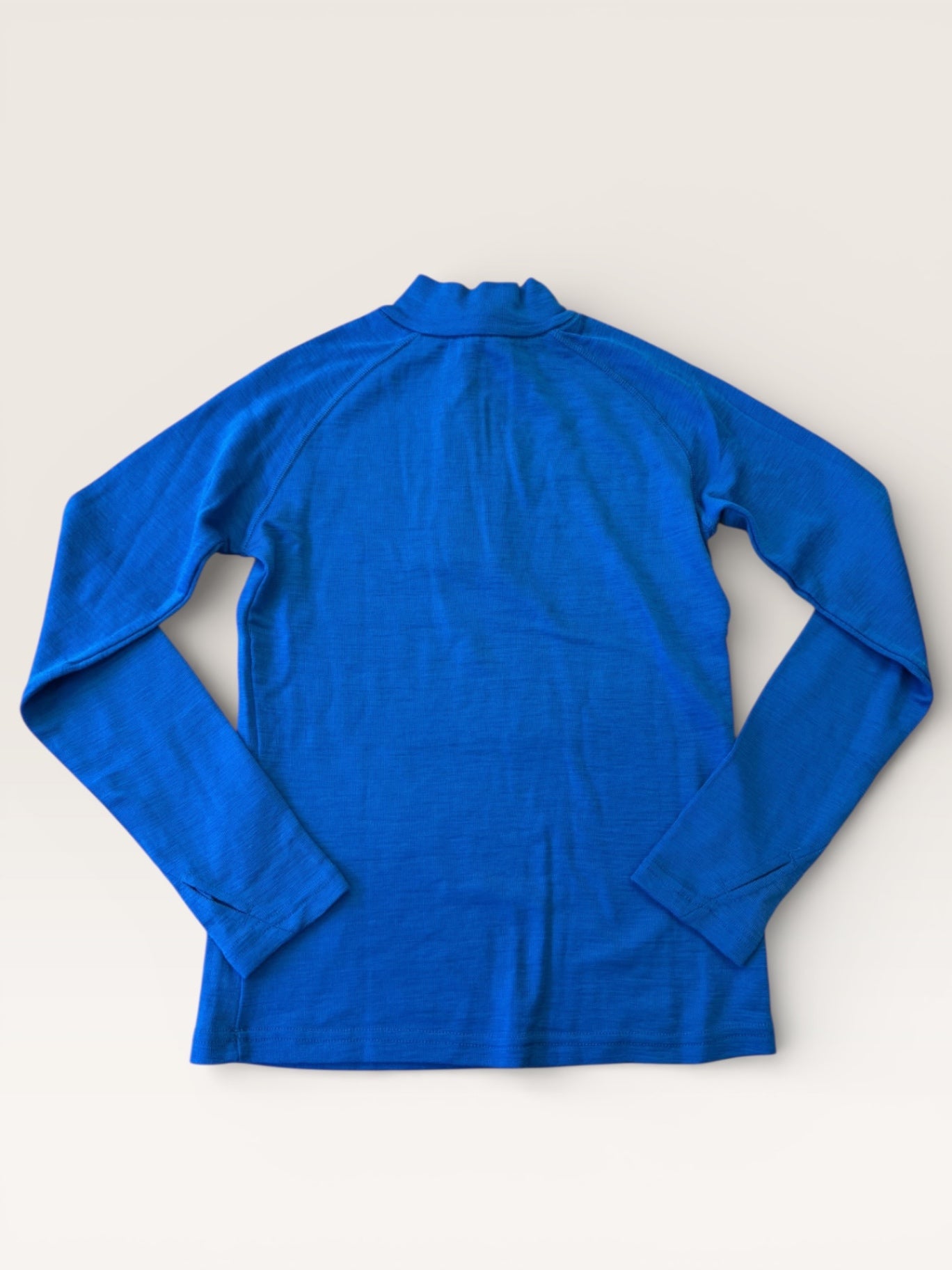Ski-Shirt Blau Wolle-Tencel Gr.140 | Trollkids