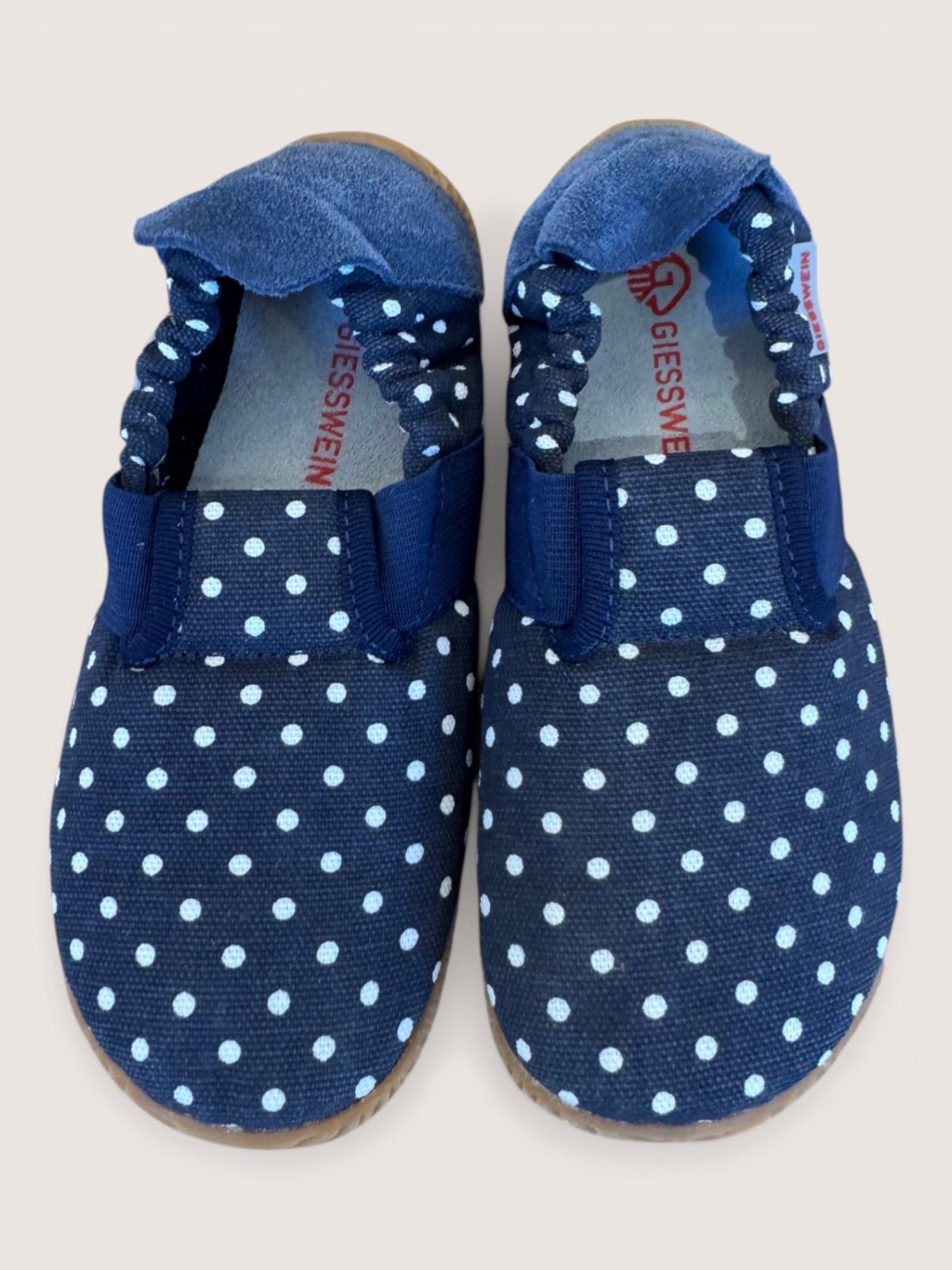 Hausschuhe Blau mit weißen Punkten Gr.27 | GIESWEIN