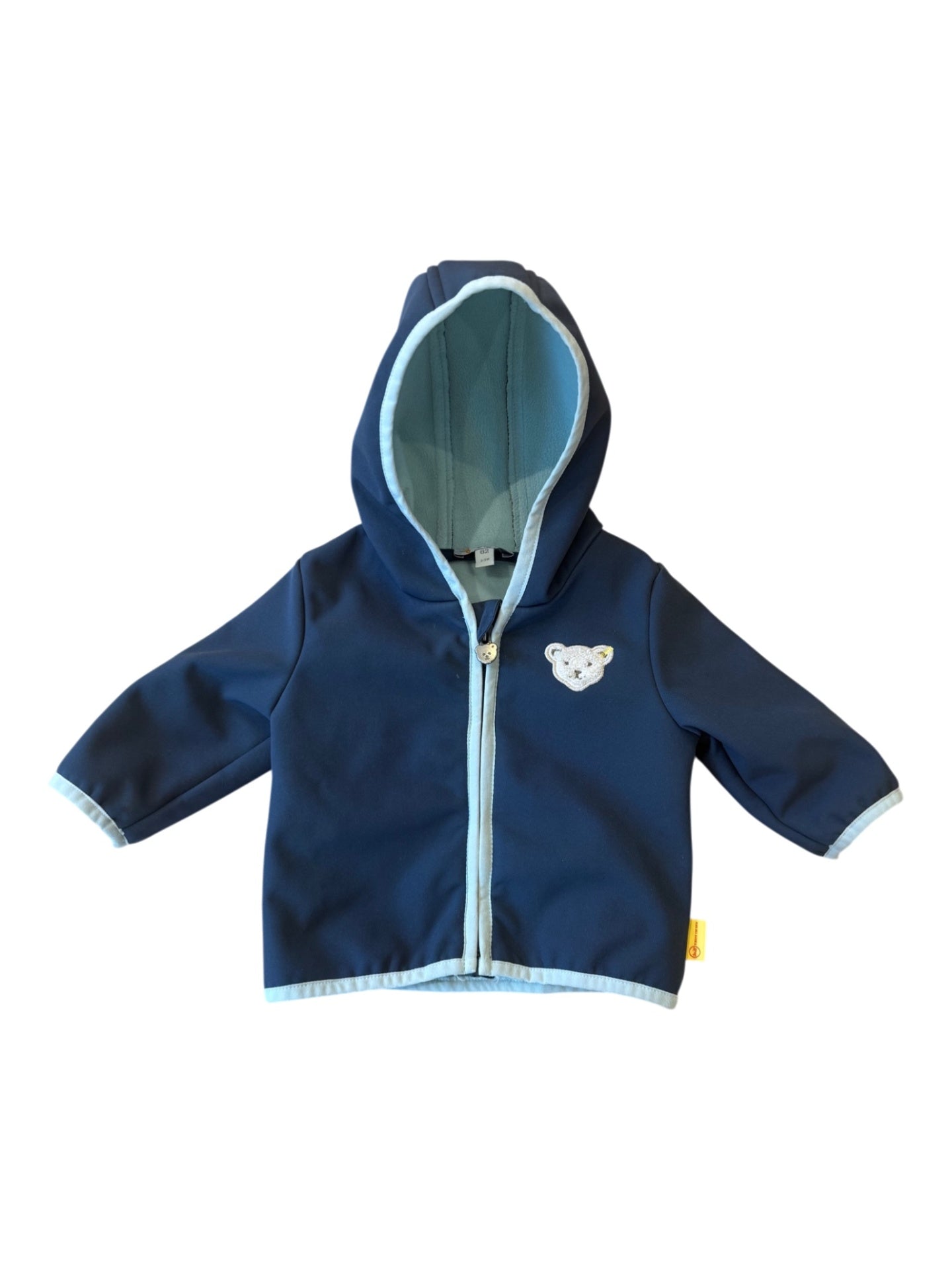 Softshelljacke Dunkelblau mit Teddy-Logo und Kapuze Gr.68 | Steiff