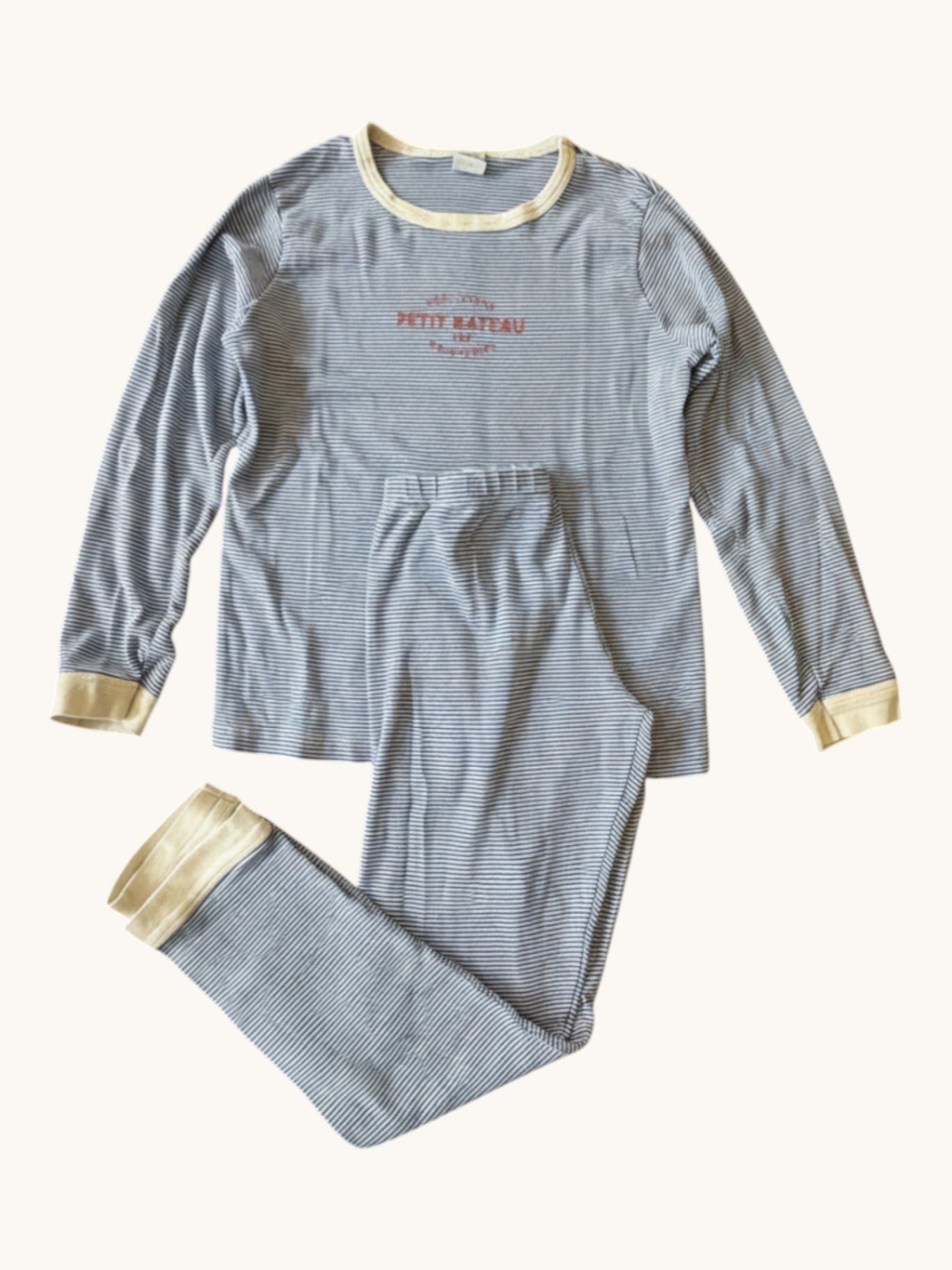 Pyjama Blau geringelt Gr.140 Petit Bateau