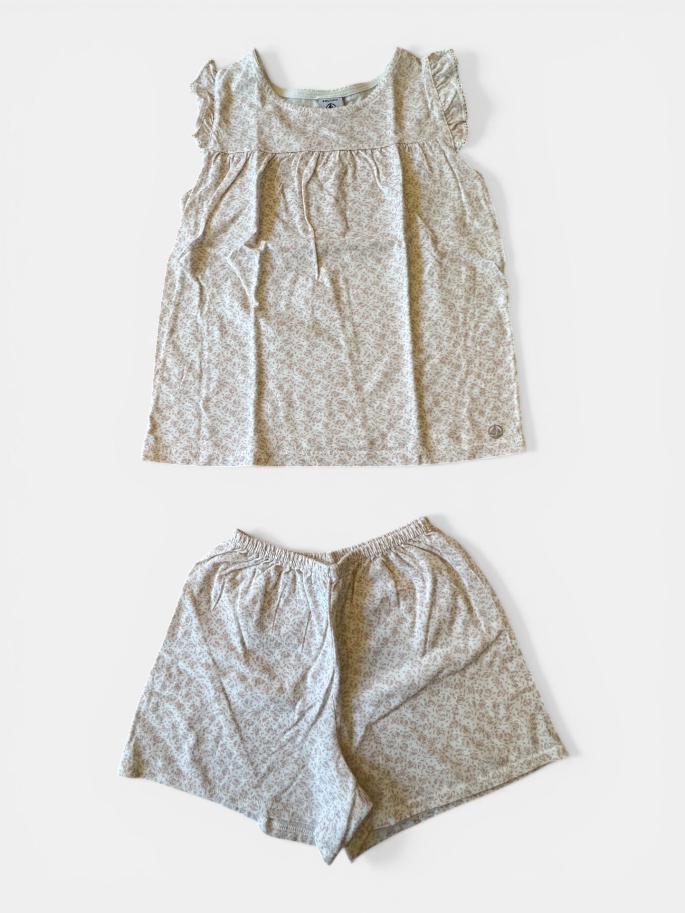 Pyjama kurz Mädchen Beige mit Leopardenmuster Gr.110/116 | Petit Bateau