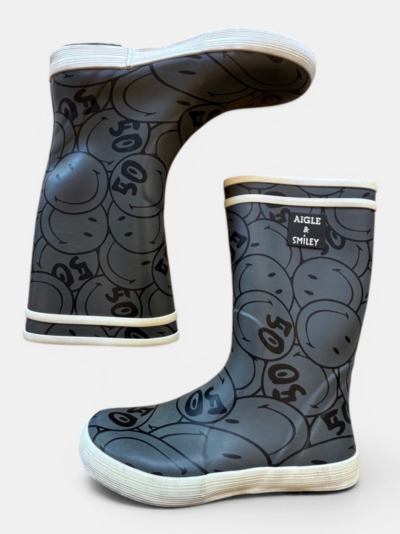 Gummistiefel Schwarz mit Smileys Gr.34 | Aigle & Smiley