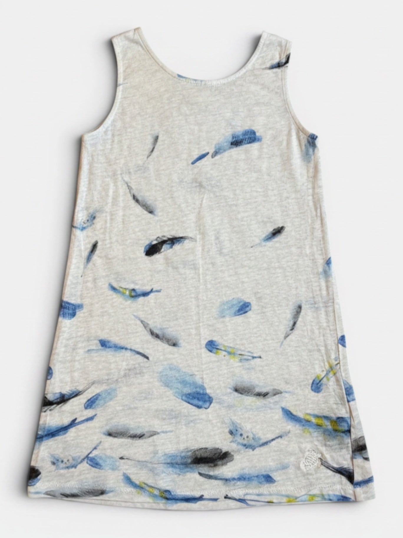 Kleid Weiß mit blauen Federn Gr.104 | Vilebrequin