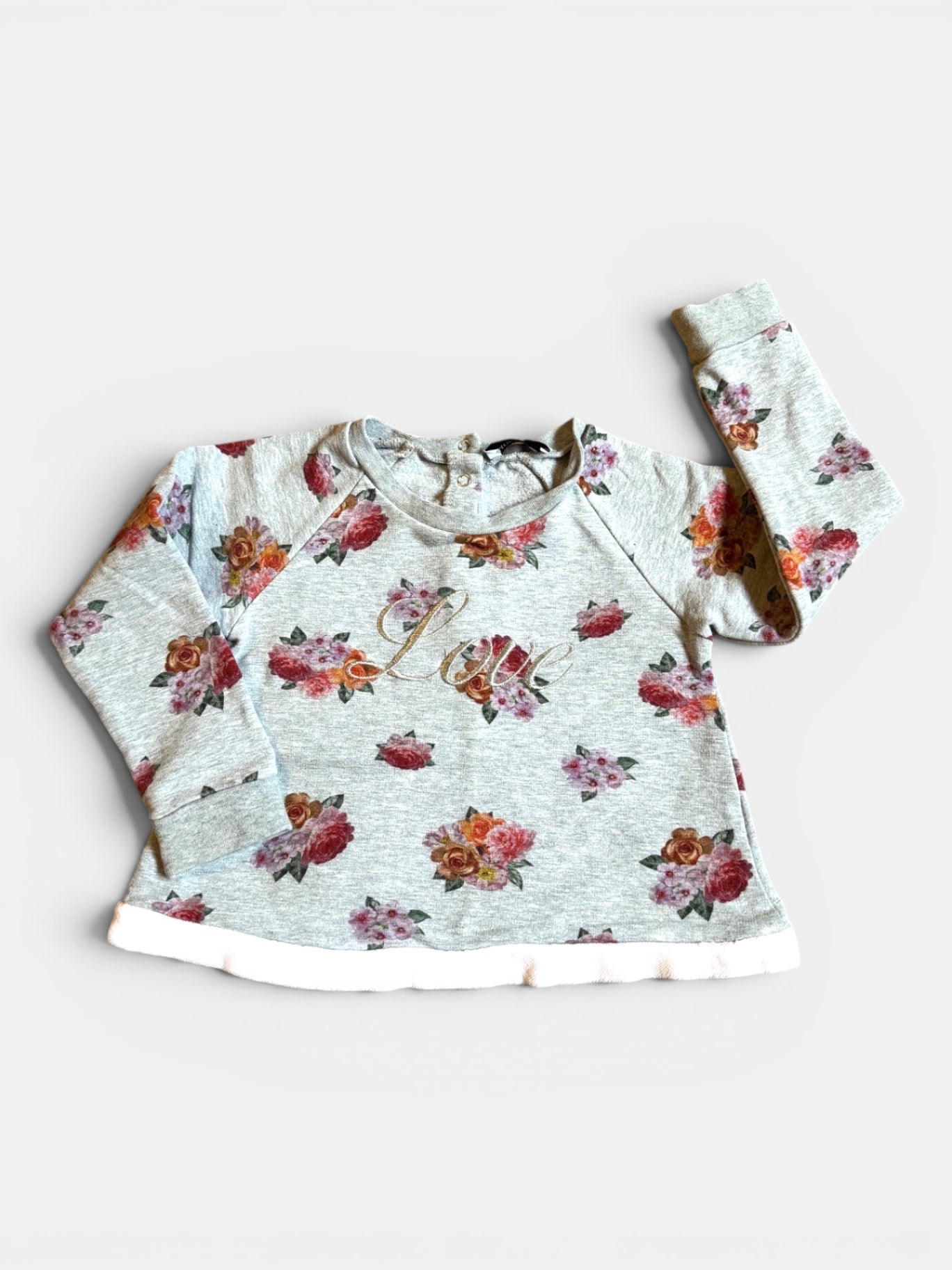 Sweatshirt Grau mit Blumenmuster Gr.92/98 | Monnalisa