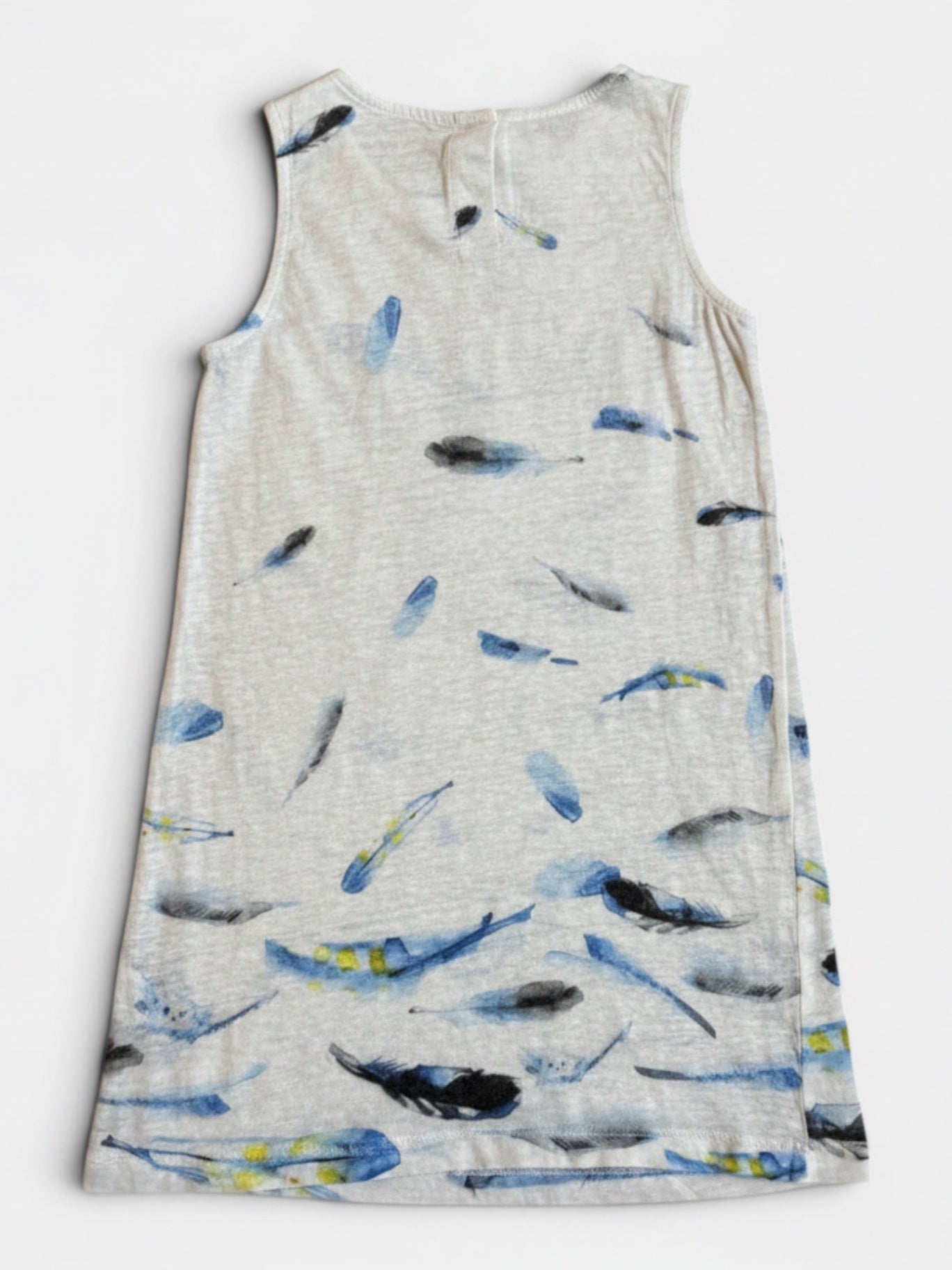 Kleid Weiß mit blauen Federn Gr.104 | Vilebrequin