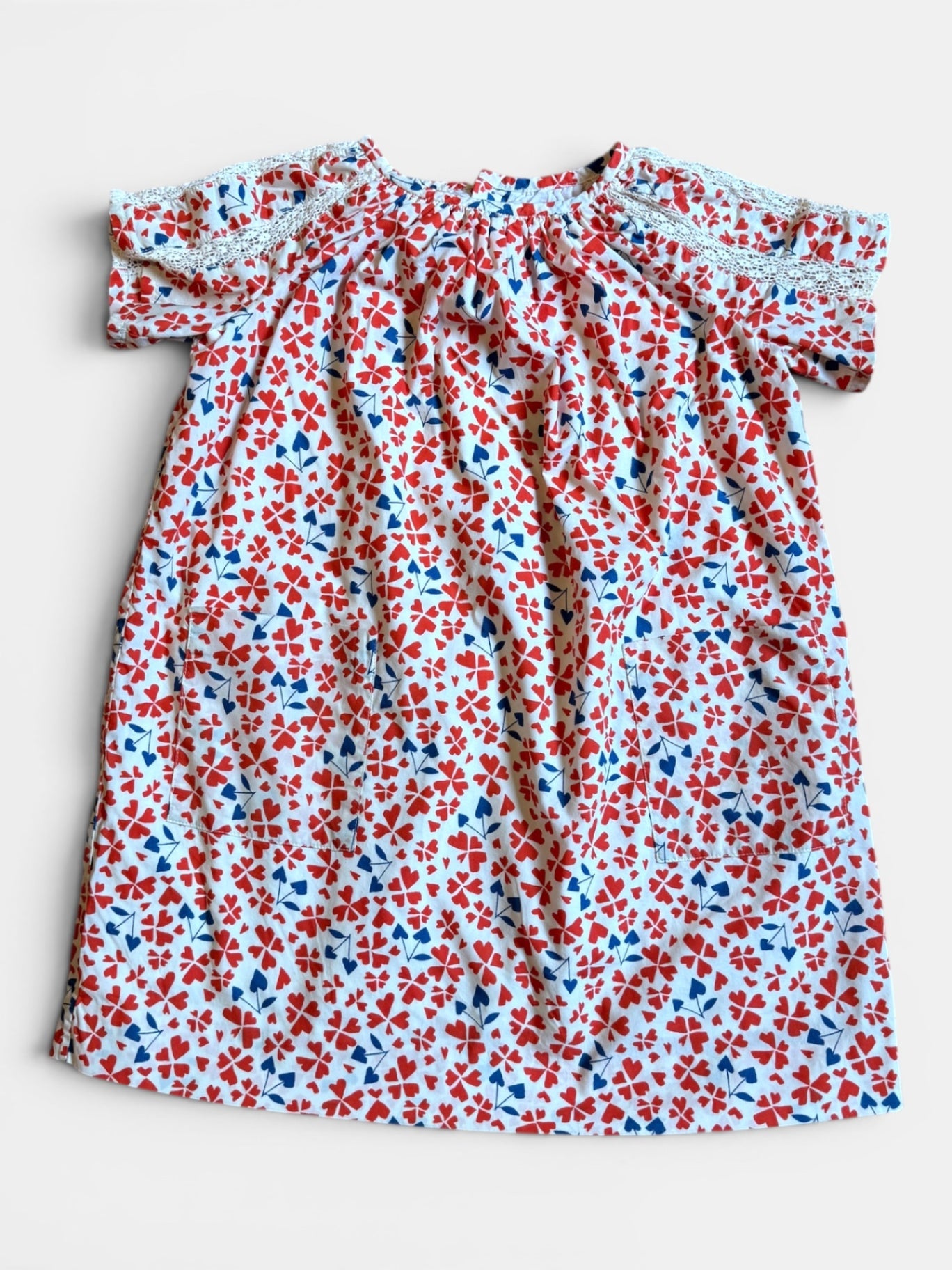 Kleid „Natacha“ weiß mit rot-blauem Blumenprint Gr.104 | Bonpoint