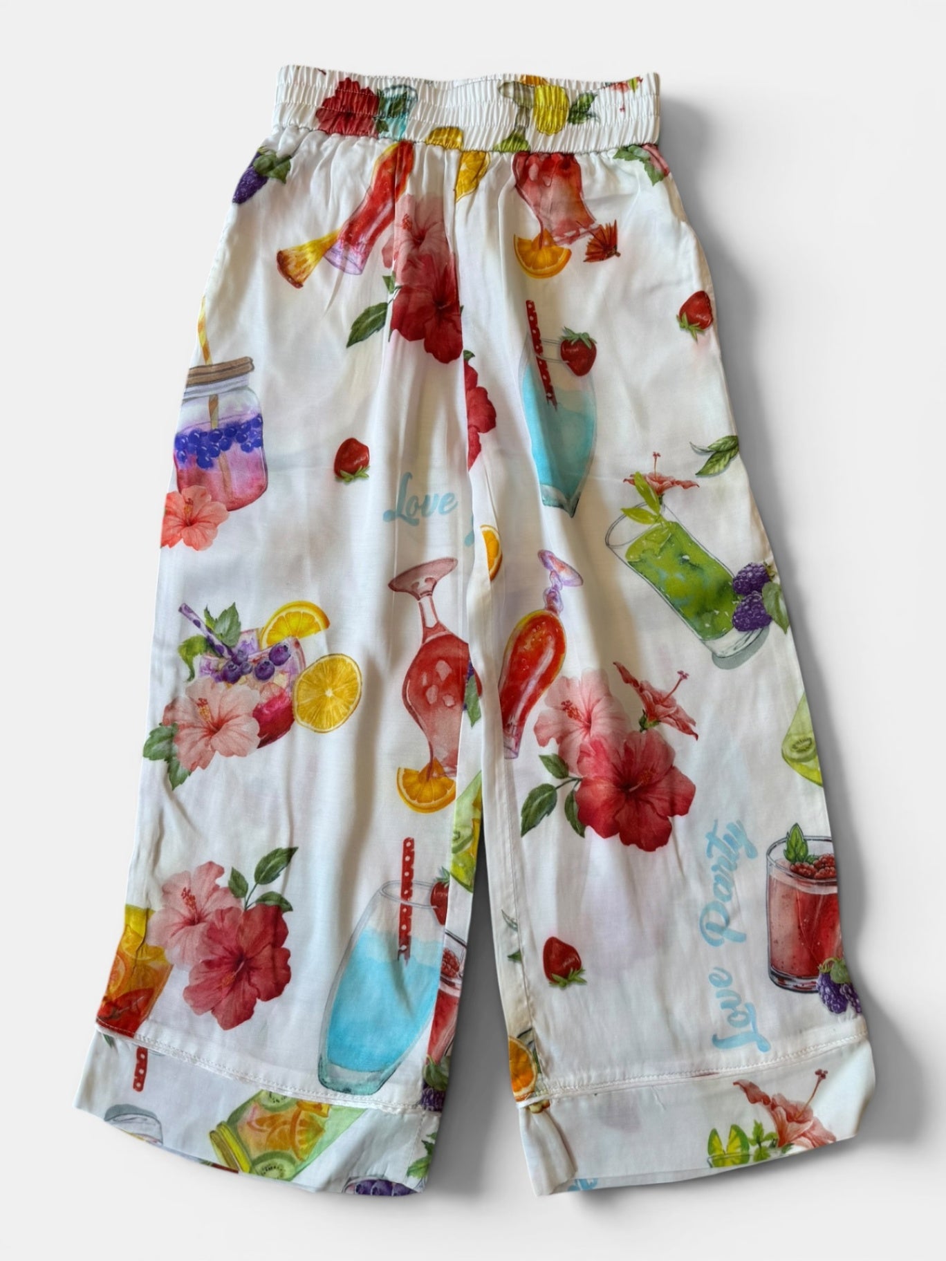 Hose Weiß mit bunten Fruchtdesigns Gr.104/110 | Monnalisa