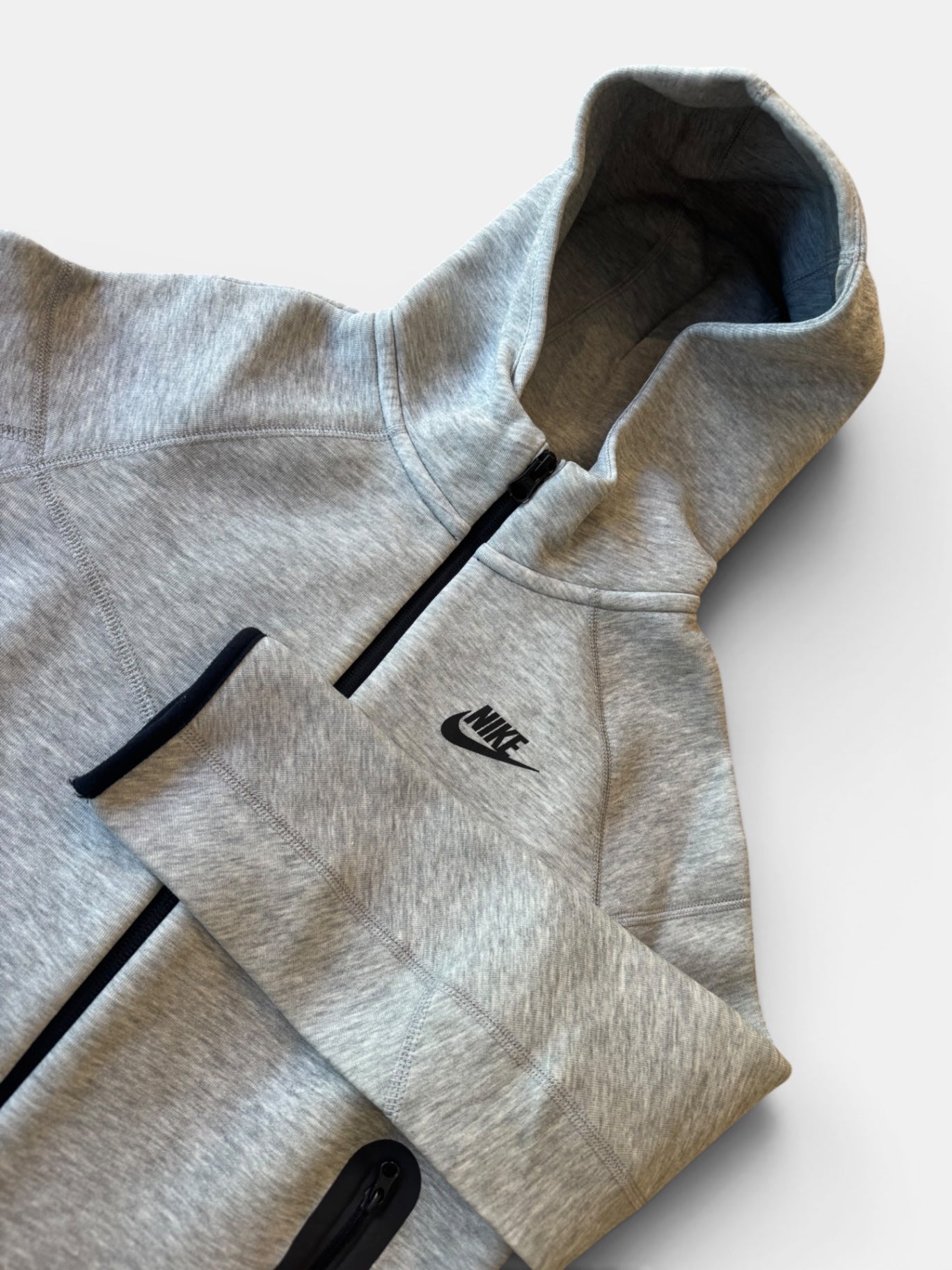 Sportswear Sweat-Jacke mit Kapuze hellgrau meliert Gr.140 | Nike