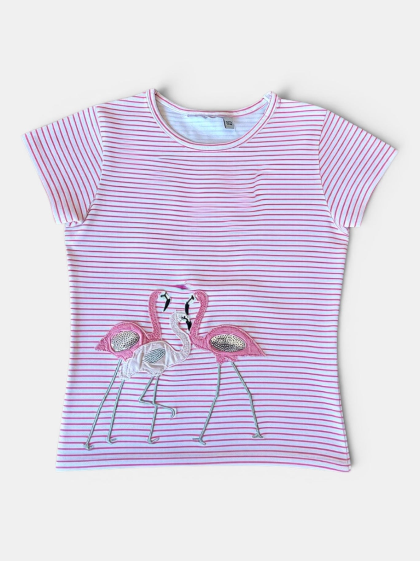 T-Shirt Pink gestreift und mit Flamingo Applikation Gr.122 | Tom Joules