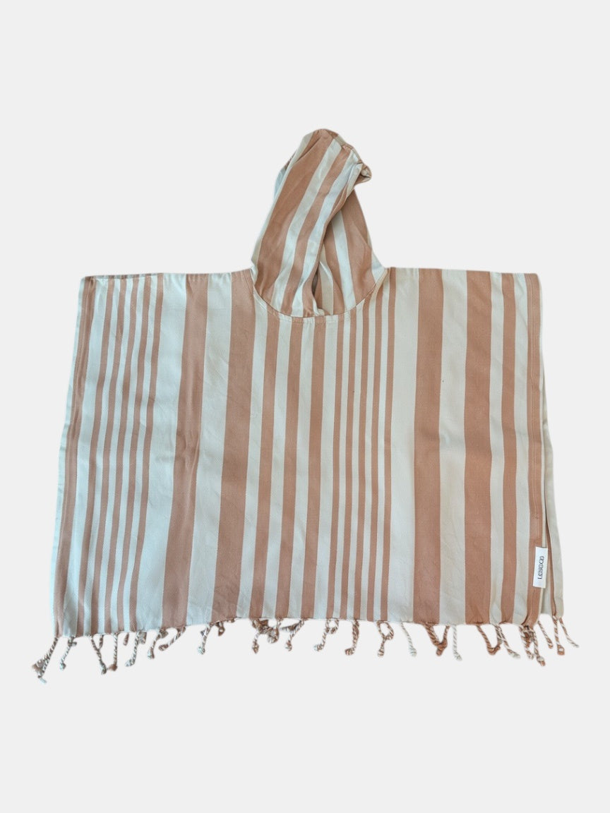 "Roomie" Bade Poncho Beige und Weiß Gr.5-6 | LIEMOOD