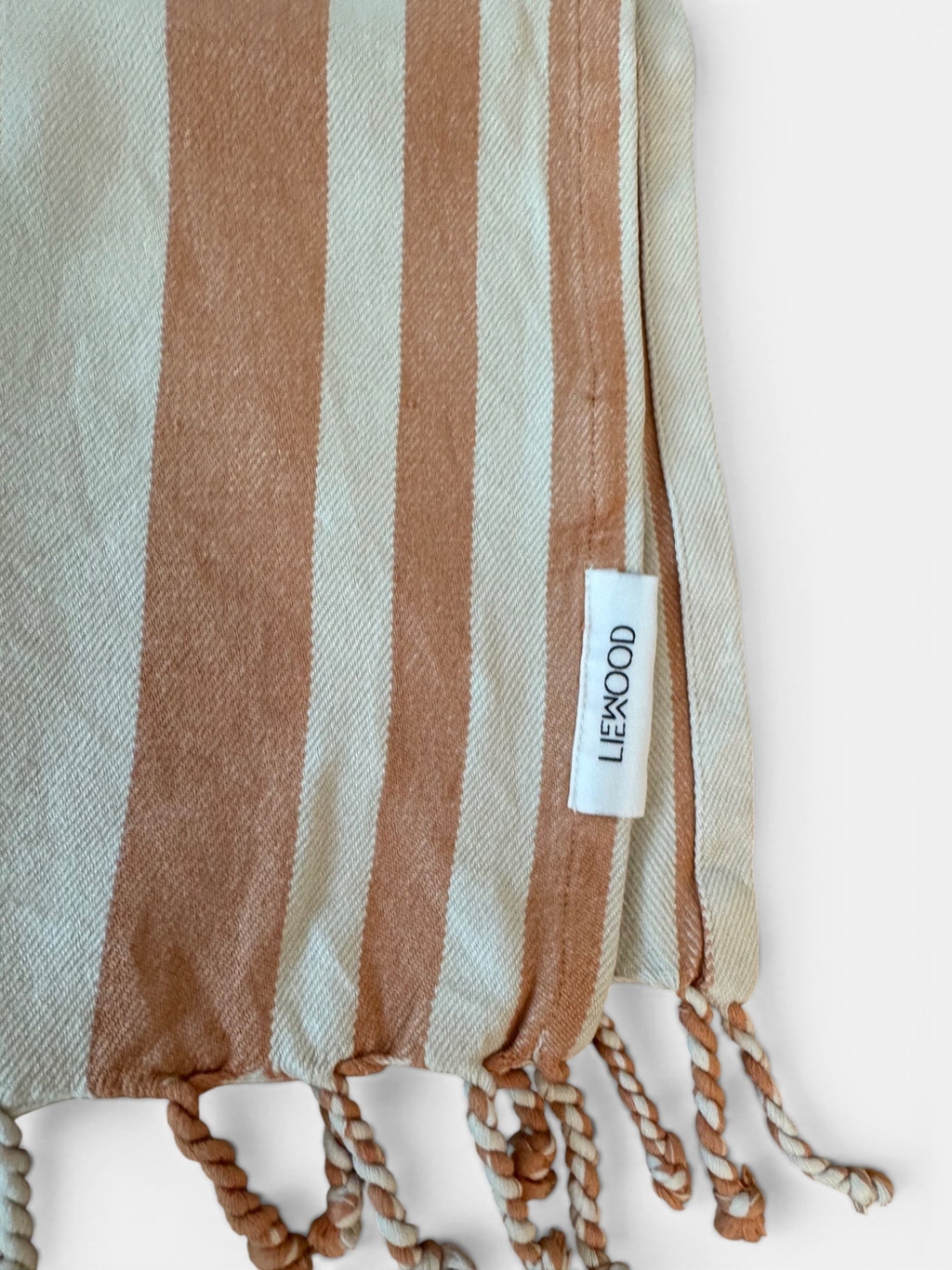 "Roomie" Bade Poncho Beige und Weiß Gr.5-6 | LIEMOOD