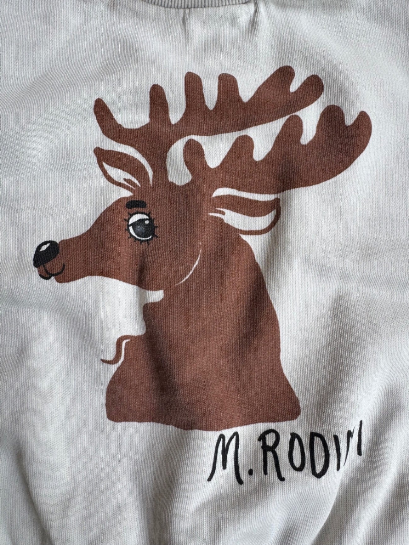 Sweatshirt Hellgrau mit Rentier-Motiv Gr.116 | Mini Rodini