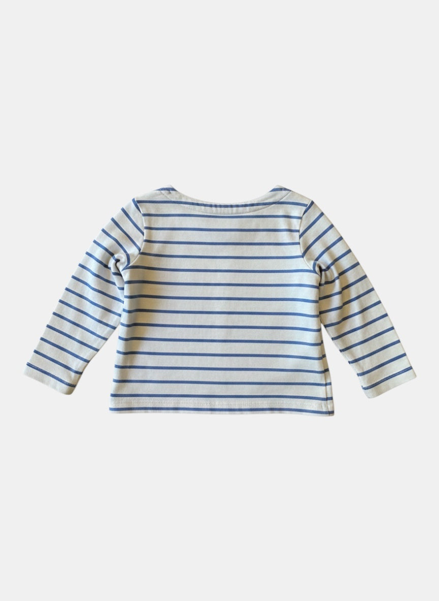 Longsleeve Weiß mit blauen und gelben Streifen Gr.98/104 | Jacadi