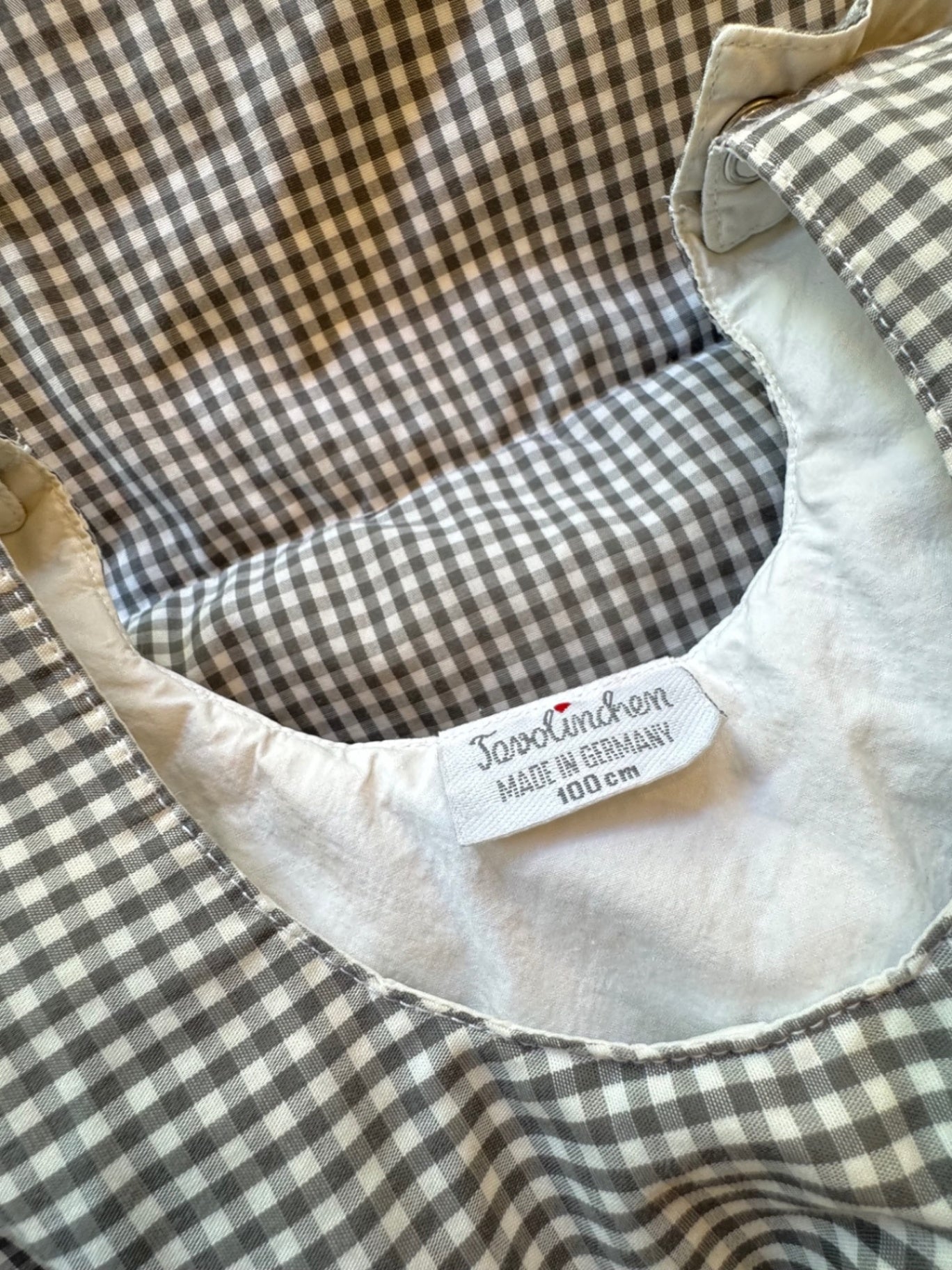 Schlafsack Vichy-Karo grau Gr.100 | Tavolinchen