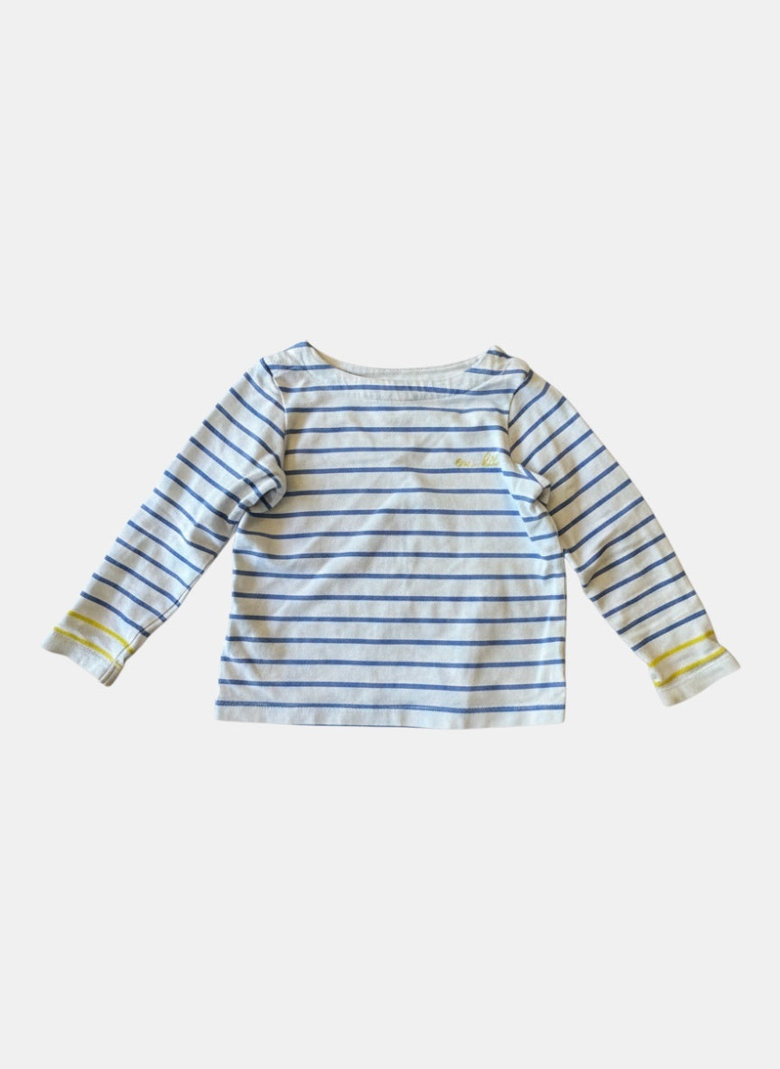Longsleeve Weiß mit blauen und gelben Streifen Gr.98/104 | Jacadi