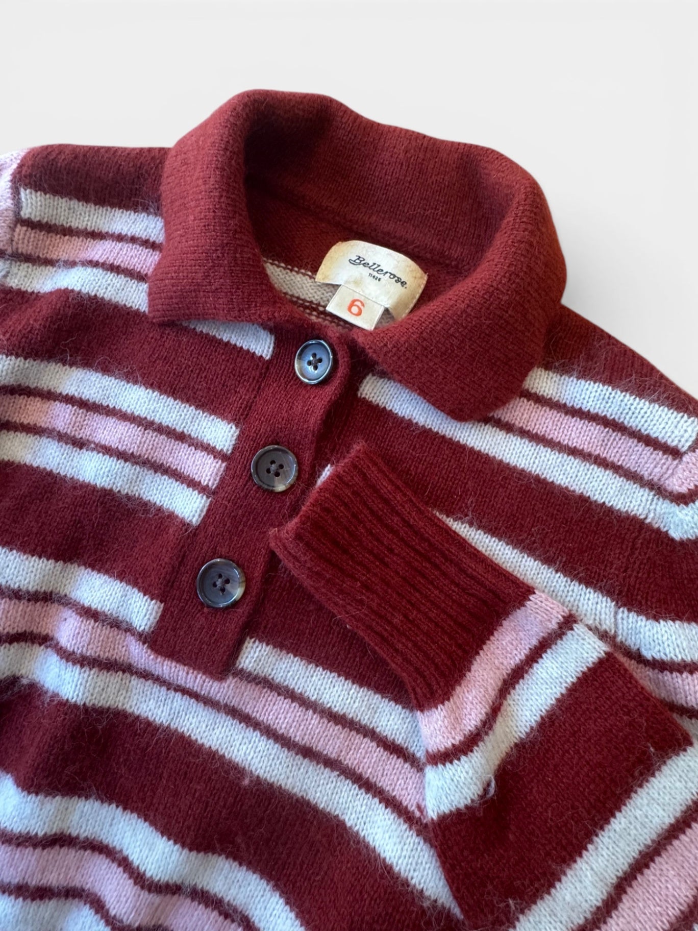 Pullover mit Polokragen Rot, Rosa, Weiß Gr.116 | Bellerose