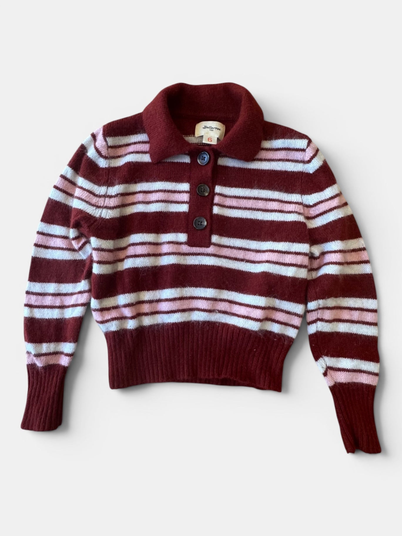 Pullover mit Polokragen Rot, Rosa, Weiß Gr.116 | Bellerose