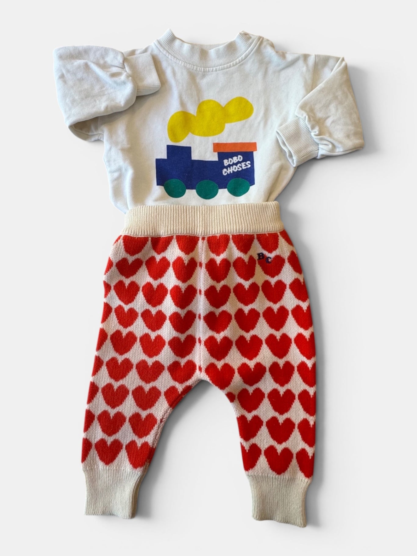 Hearts Knit Trousers Rot, Weiß Gr.62 | Bobo Choses