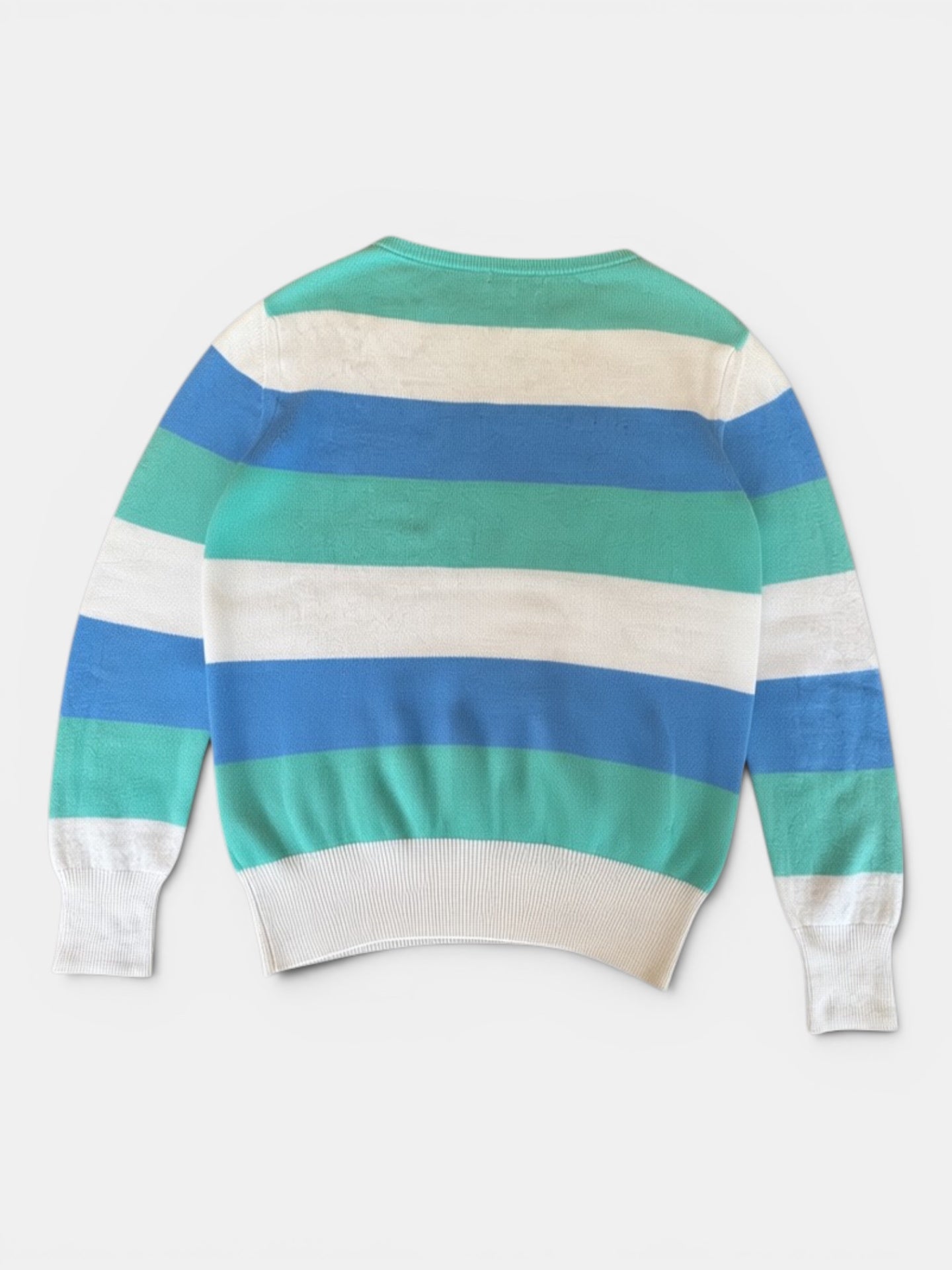 Bunt gestreifter Kaschmir Pullover Türkis, Blau, Weiß Gr.164 | Colombo