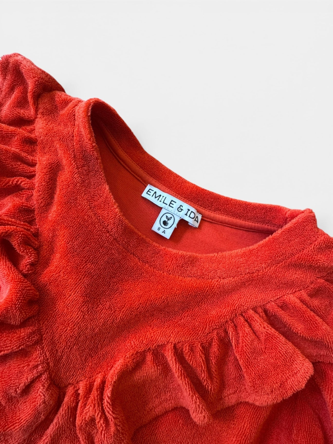 Frottee-Sweatshirt mit Rüschen-Kragen Rot Gr.128 | Emile et Ida