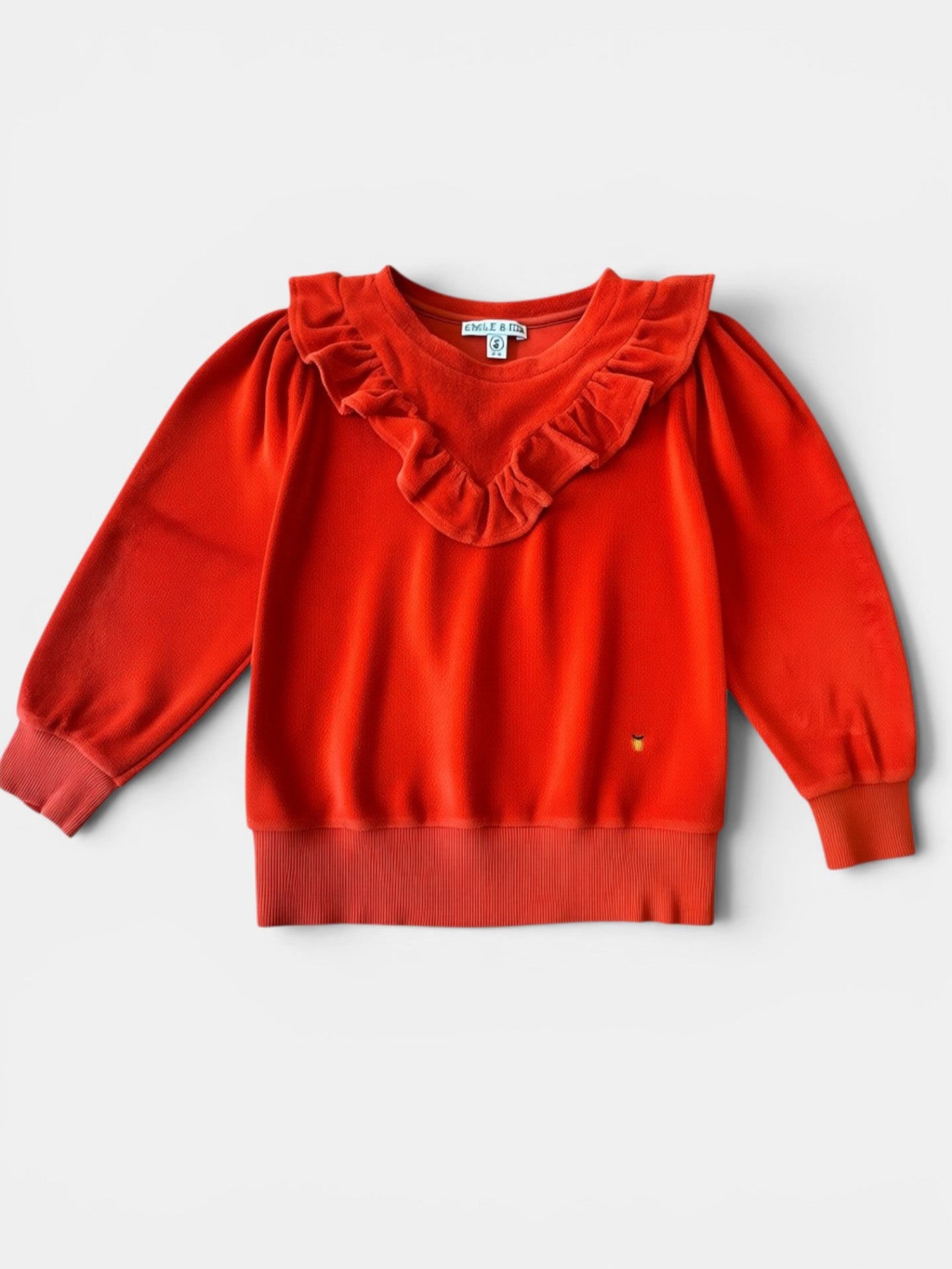Frottee-Sweatshirt mit Rüschen-Kragen Rot Gr.128 | Emile et Ida