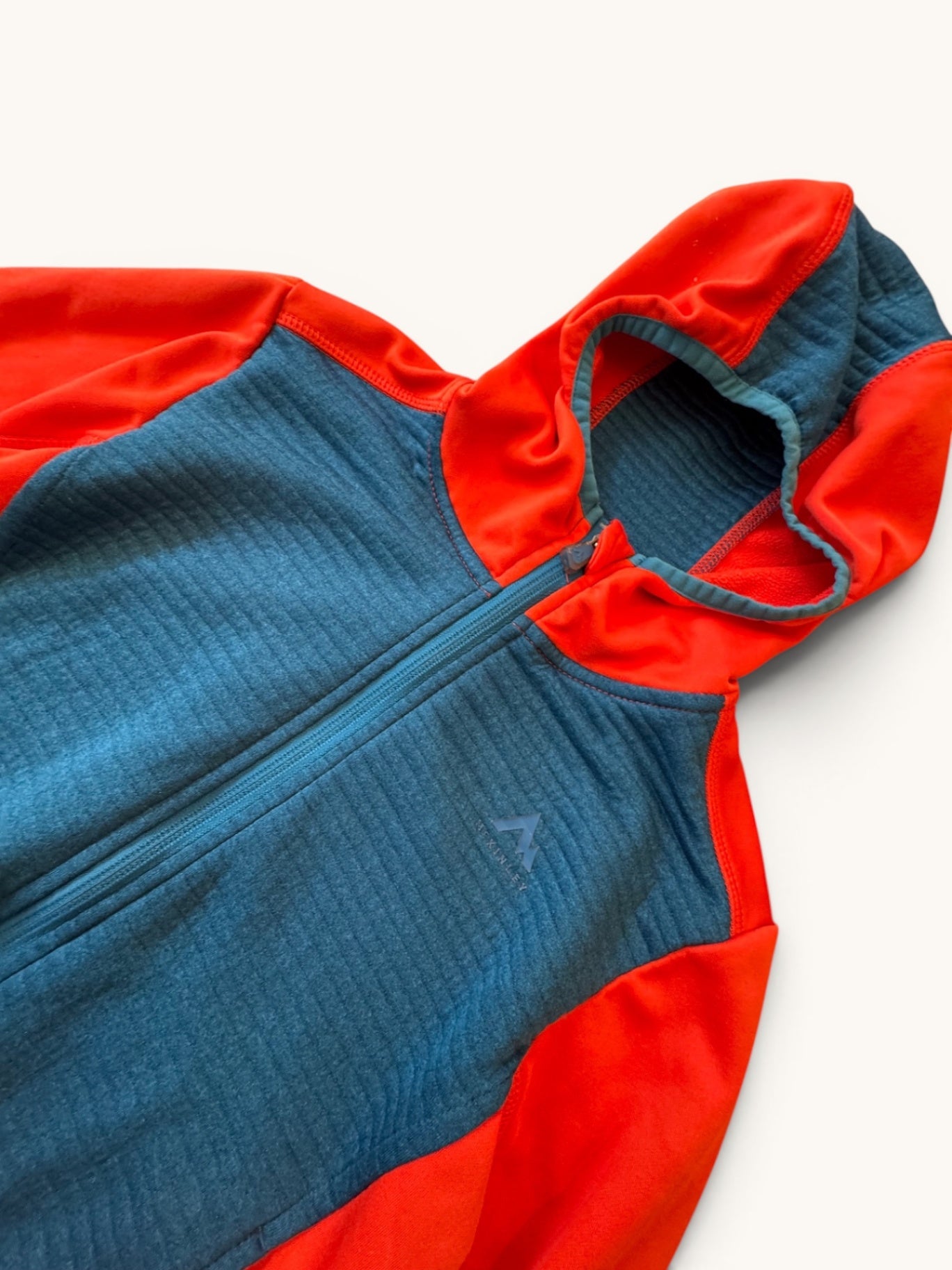 Kinder Fleecejacke / Midlayer Outdoor-Hoodie in Orange/Blau Gr.128 | McKinley