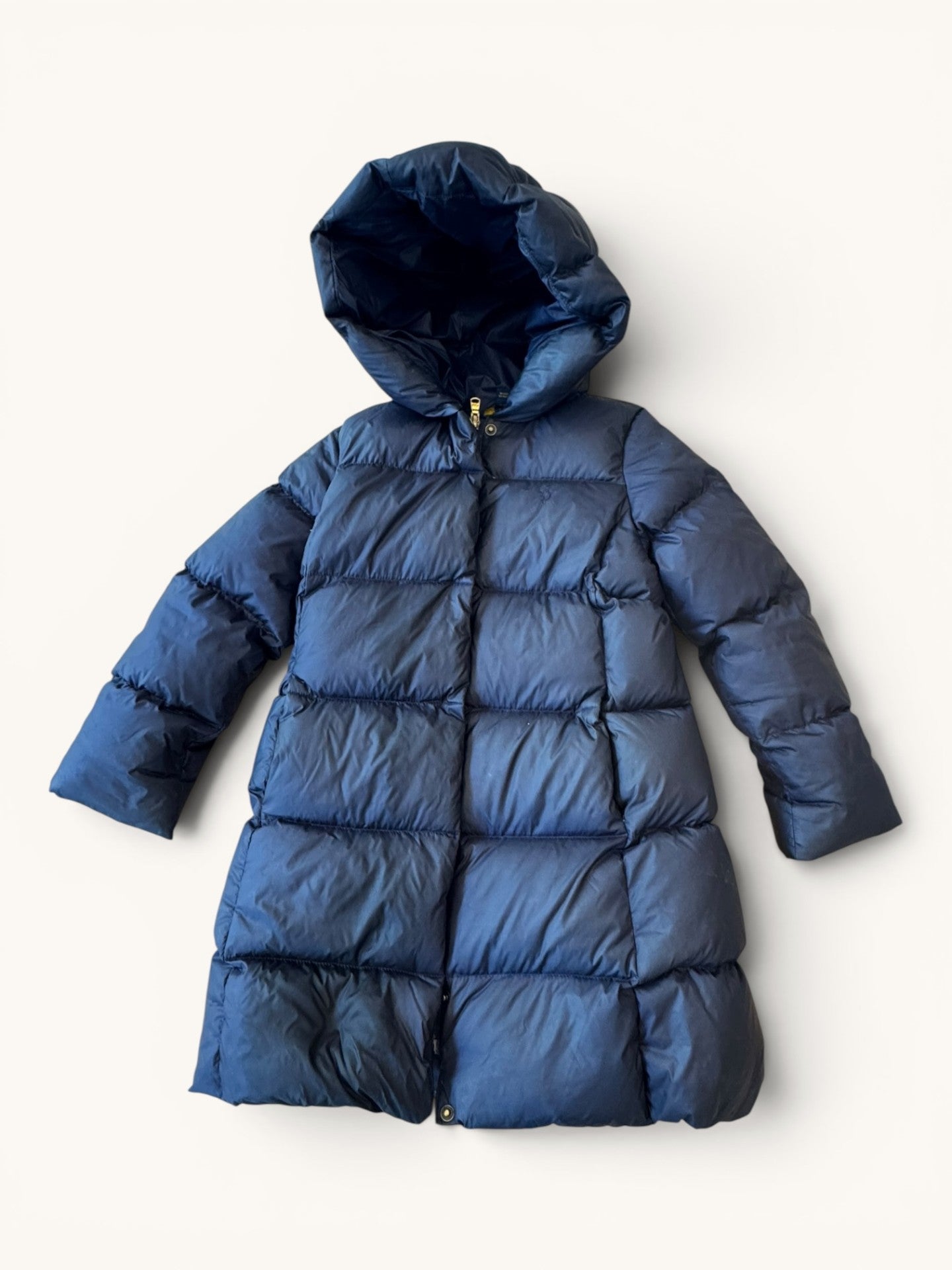 Mädchen Daunenmantel mit Kapuze – Dunkelblaue lange Winterjacke Gr.116 | Polo Ralph Lauren