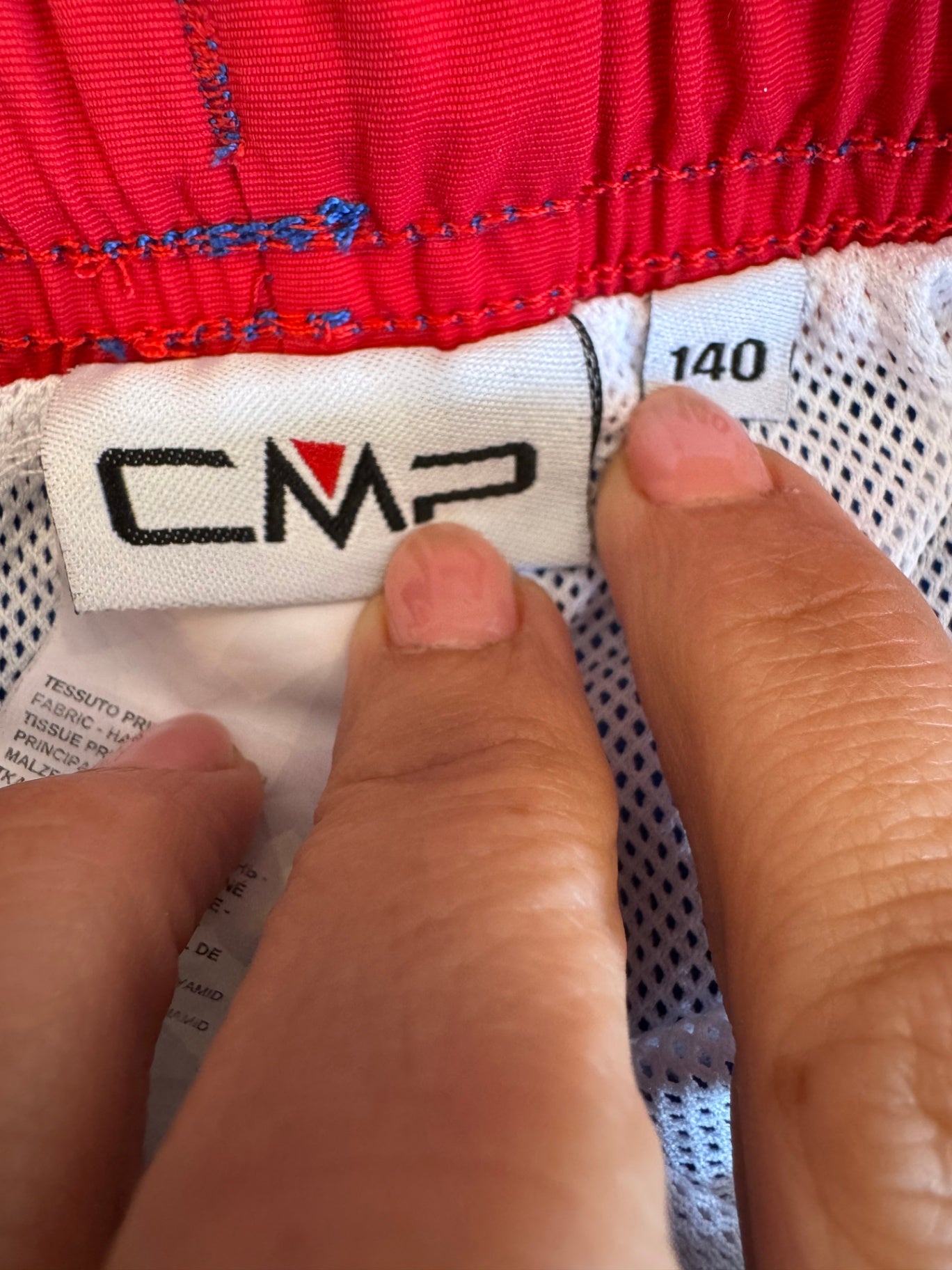 Jungen Badeshorts Schnelltrocknend – Blaue Schwimmhose mit rotem Tunnelzugt Gr.140 | CMP