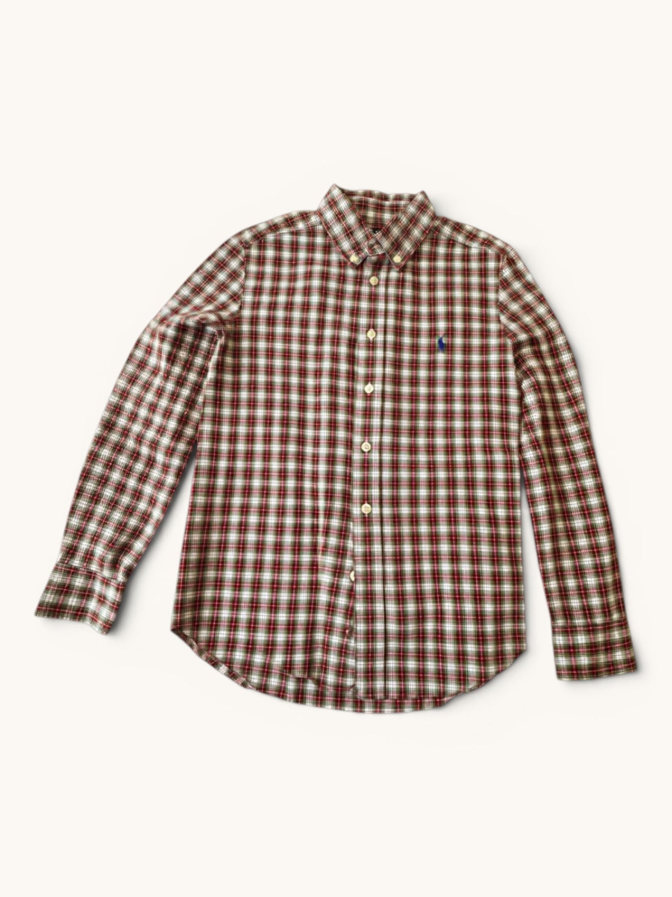 Jungen Hemd Langarm – Rot-grün kariertes Button-Down-Hemd Gr.149 / 10-12 | Polo Ralph Lauren