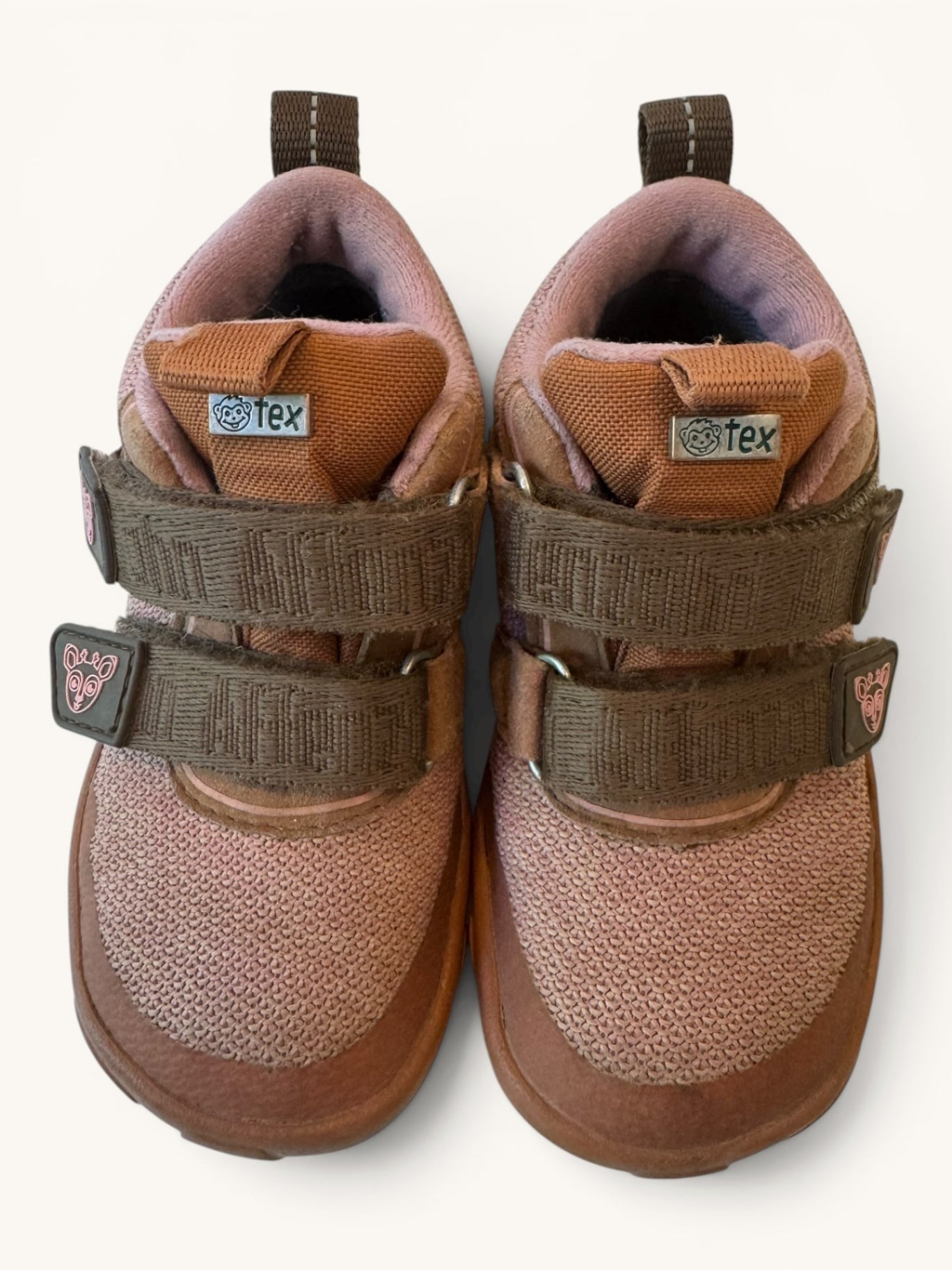 Kinder Barfußschuhe – Staubrosa/Braun Übergangsschuhe mit Klettverschluss & Tex-Membran Gr. EU 25 | Affenzahn