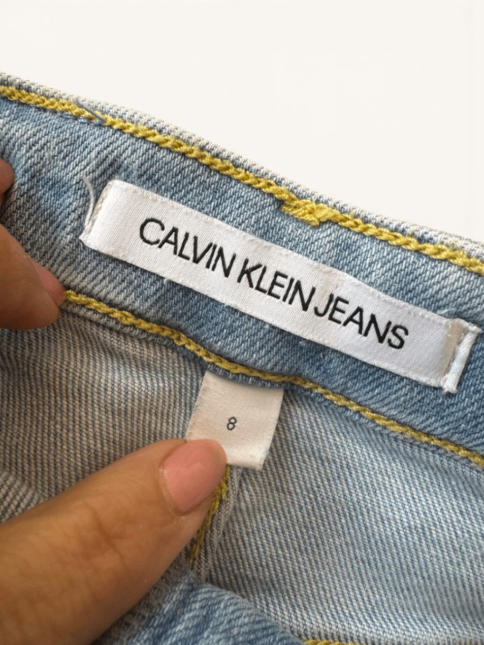 Mädchen Jeansrock – Klassischer Denim Minirock mit ausgefranstem Saum Gr.128 | Calvin Klein Jeans