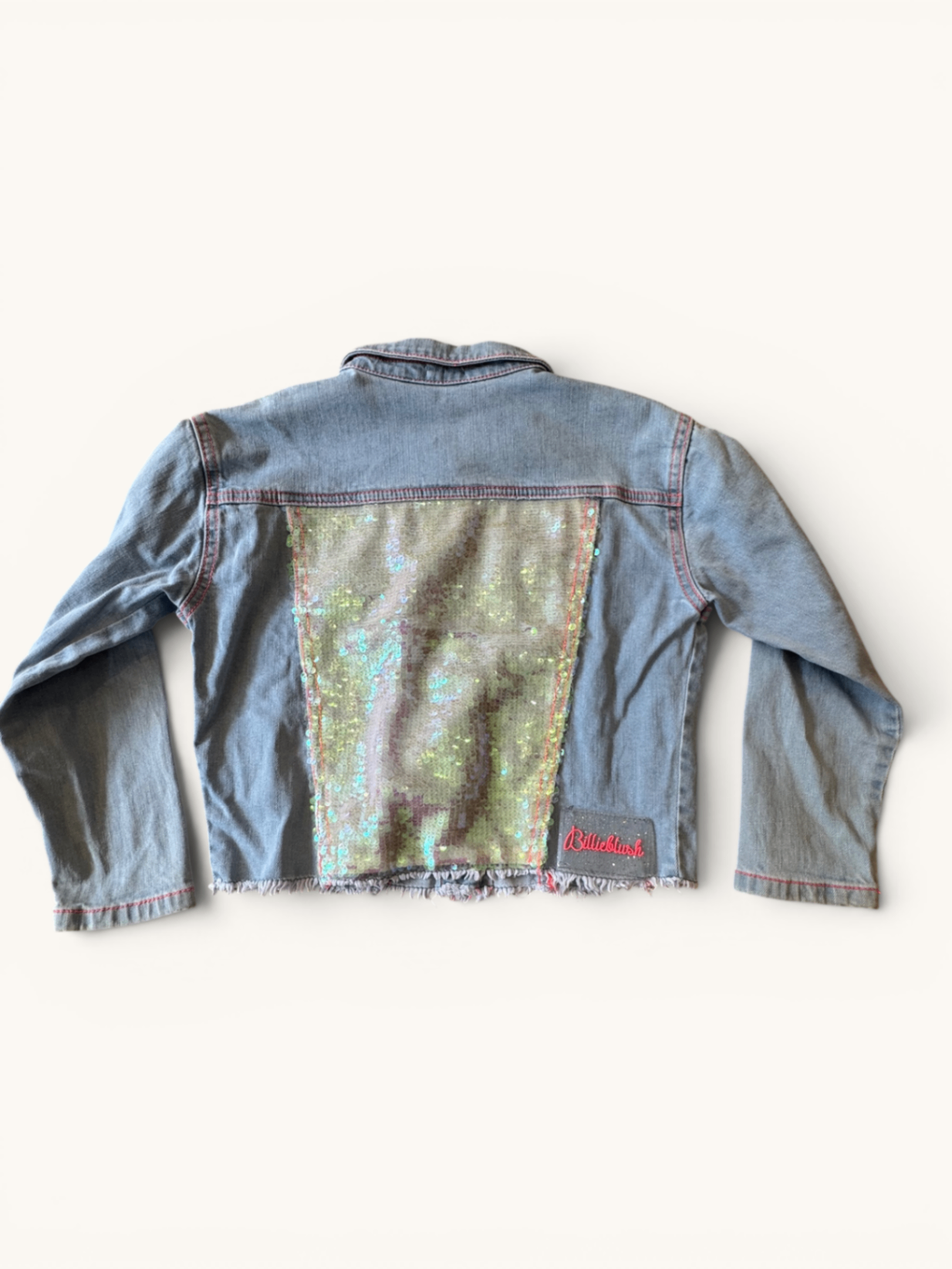 Mädchen Jeansjacke Hellblau mit Wendepailletten-Taschen & Neon-Knöpfen Gr.128 | Billieblush