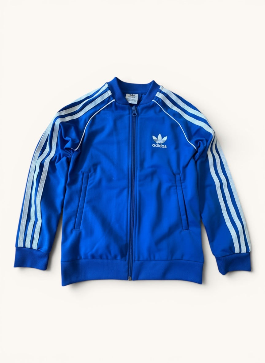 Kinder Trainingsjacke – Blaue Retro Jacke mit Trefoil-Logo Gr.128 | Adidas