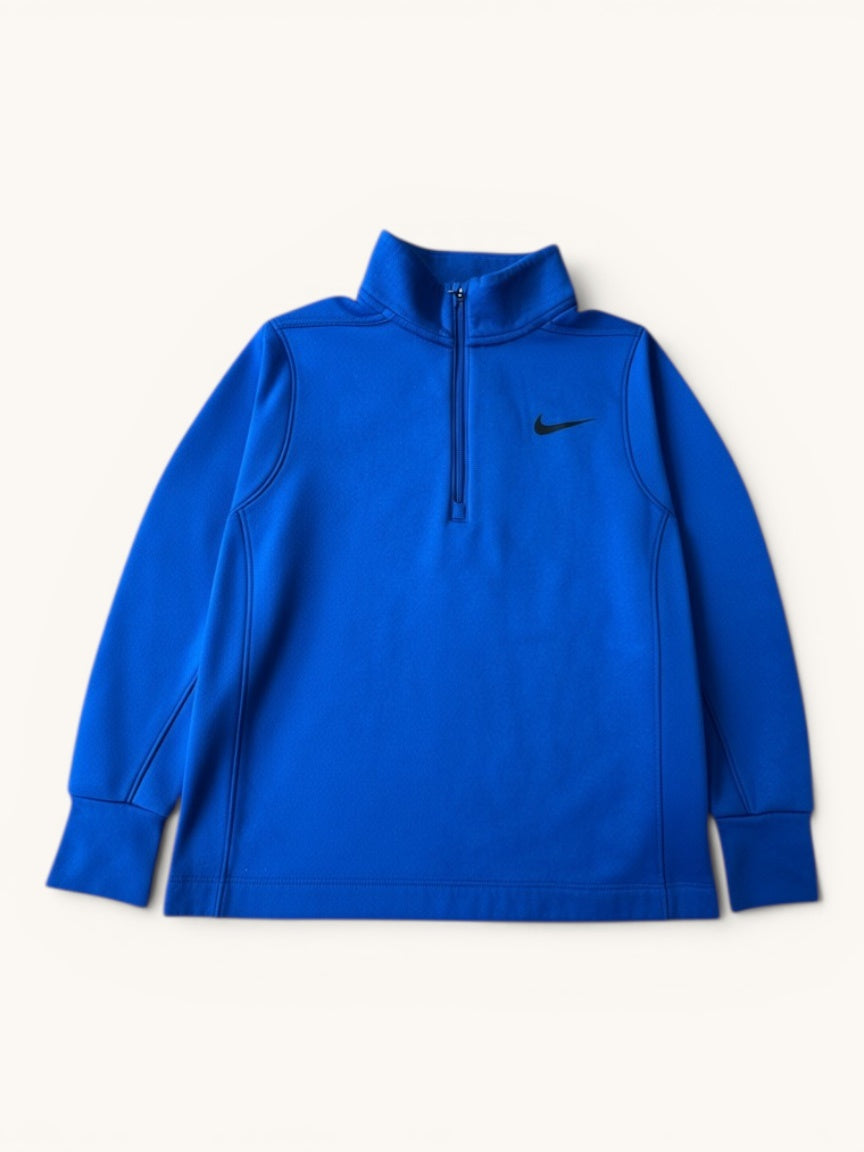 Kinder Sport-Pullover Blau – Troyer mit Half-Zip Reißverschluss Gr.128 | Nike