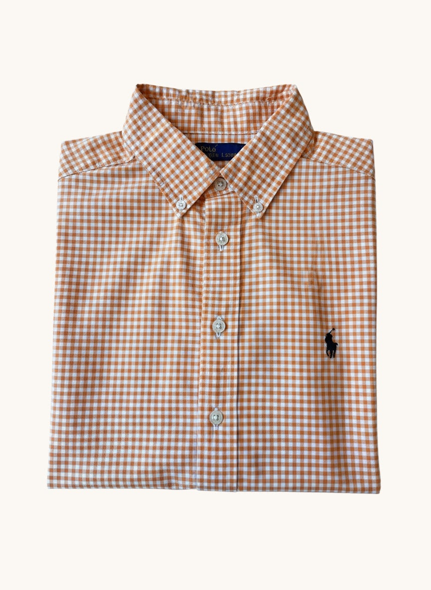 Langarm-Button-Down-Hemd in Orange/Weiß kariert Gr.1407146 | Polo Ralph Lauren